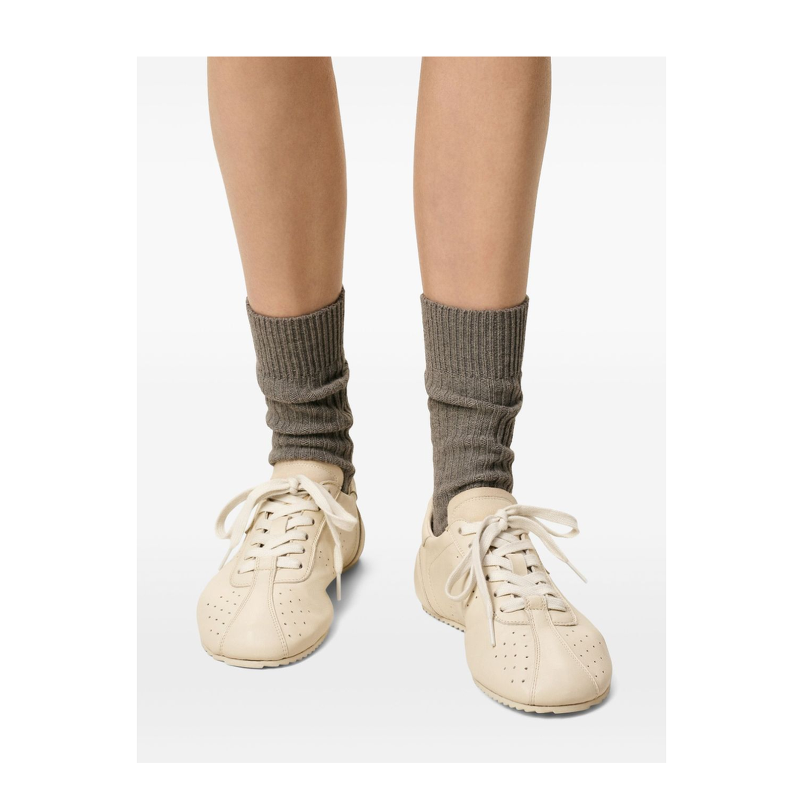 Ivory White Smooth Leather Low Top Step Sneakers - Image 4