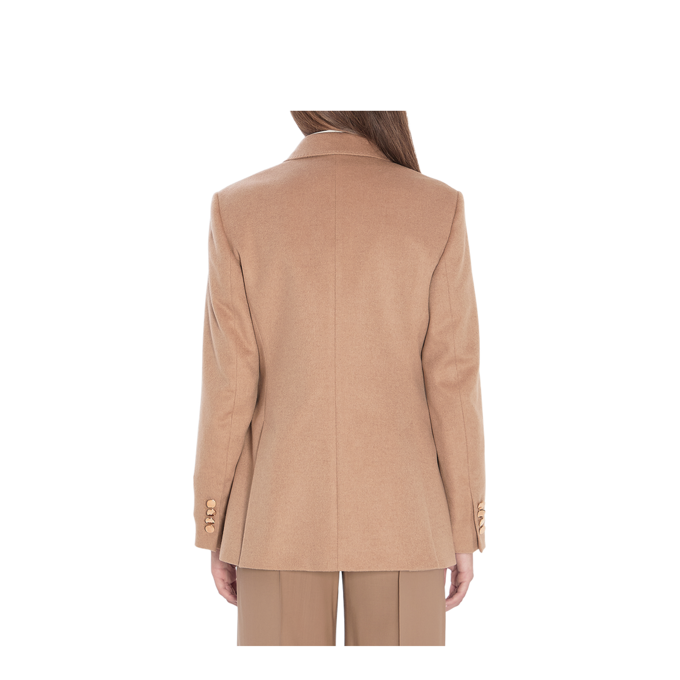 Double-breasted blazer in camel - Image 4