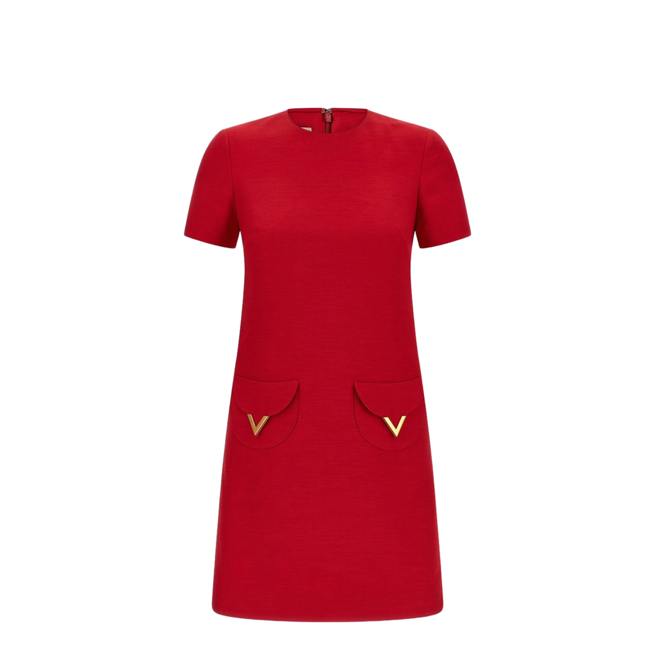 VLogo Wool and Silk Mini Dress - Red - Image 1