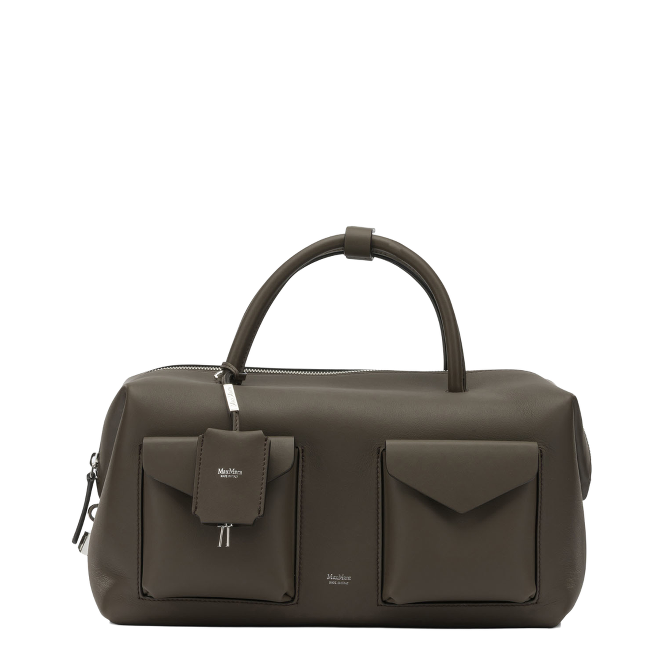 M-Shaped Medium Leather Handbag - Brown - Image 1