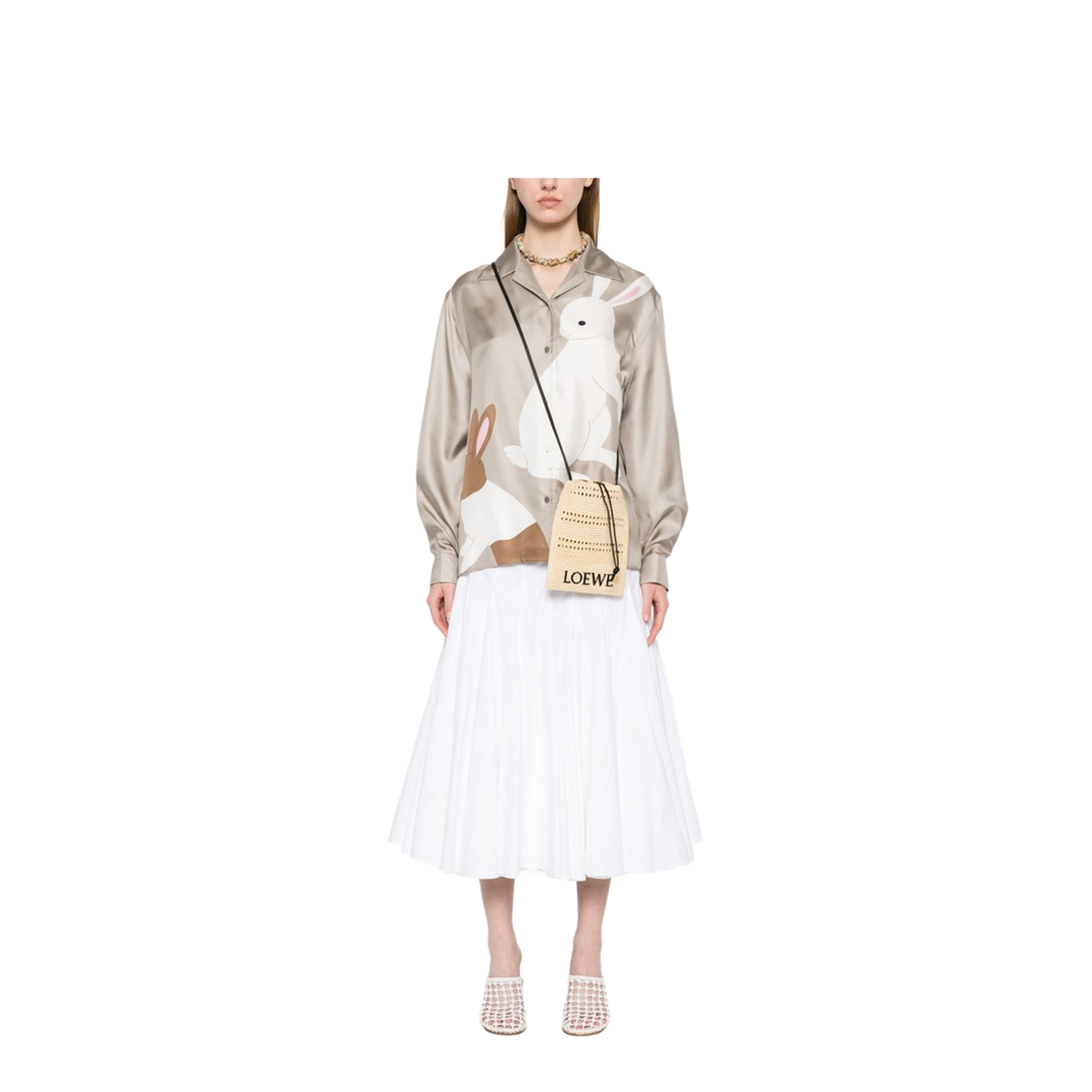 Paula's Ibiza Raffia Crossbody Pouch - Natural/Black - Image 4