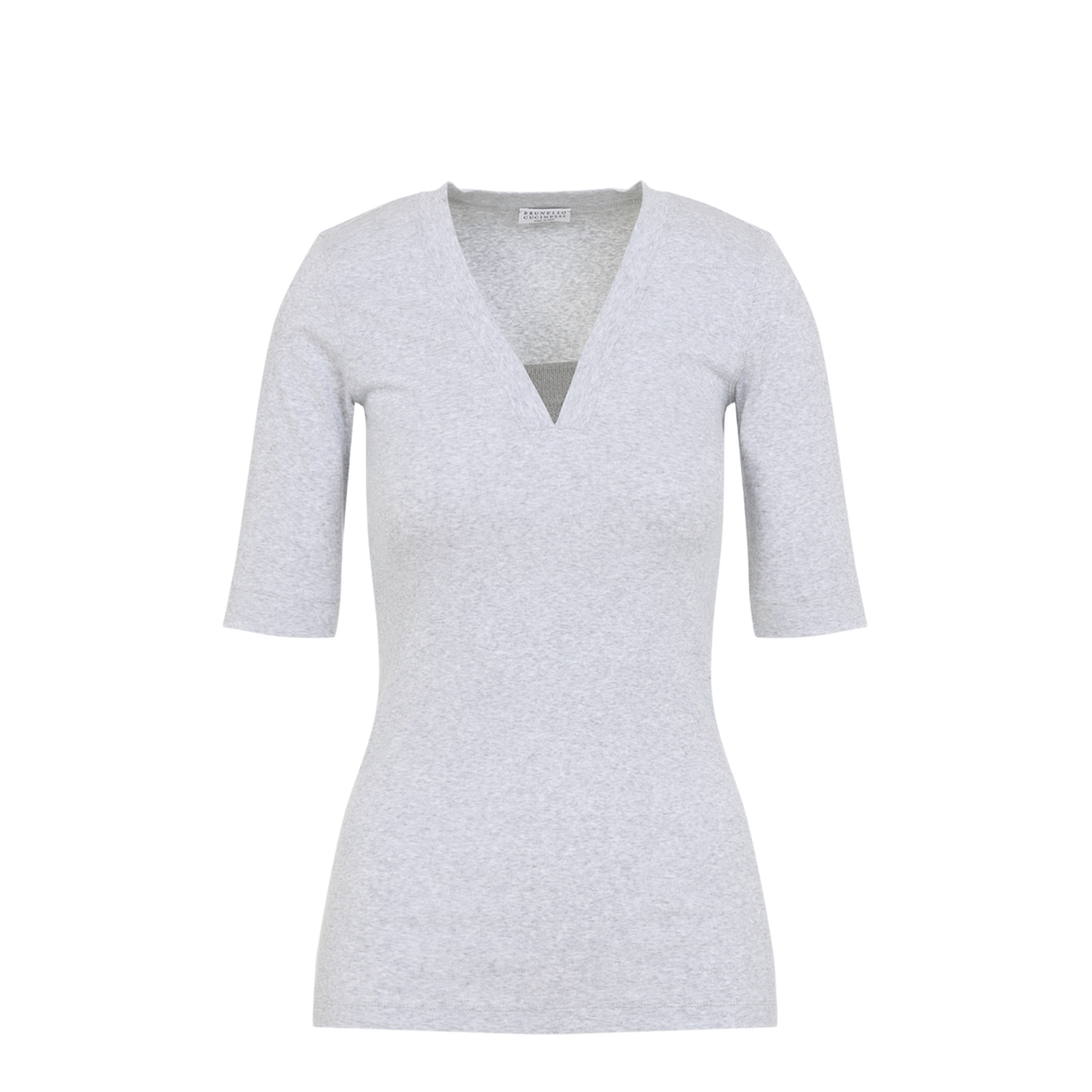 V-Neck Ribbed T-Shirt - Image 2