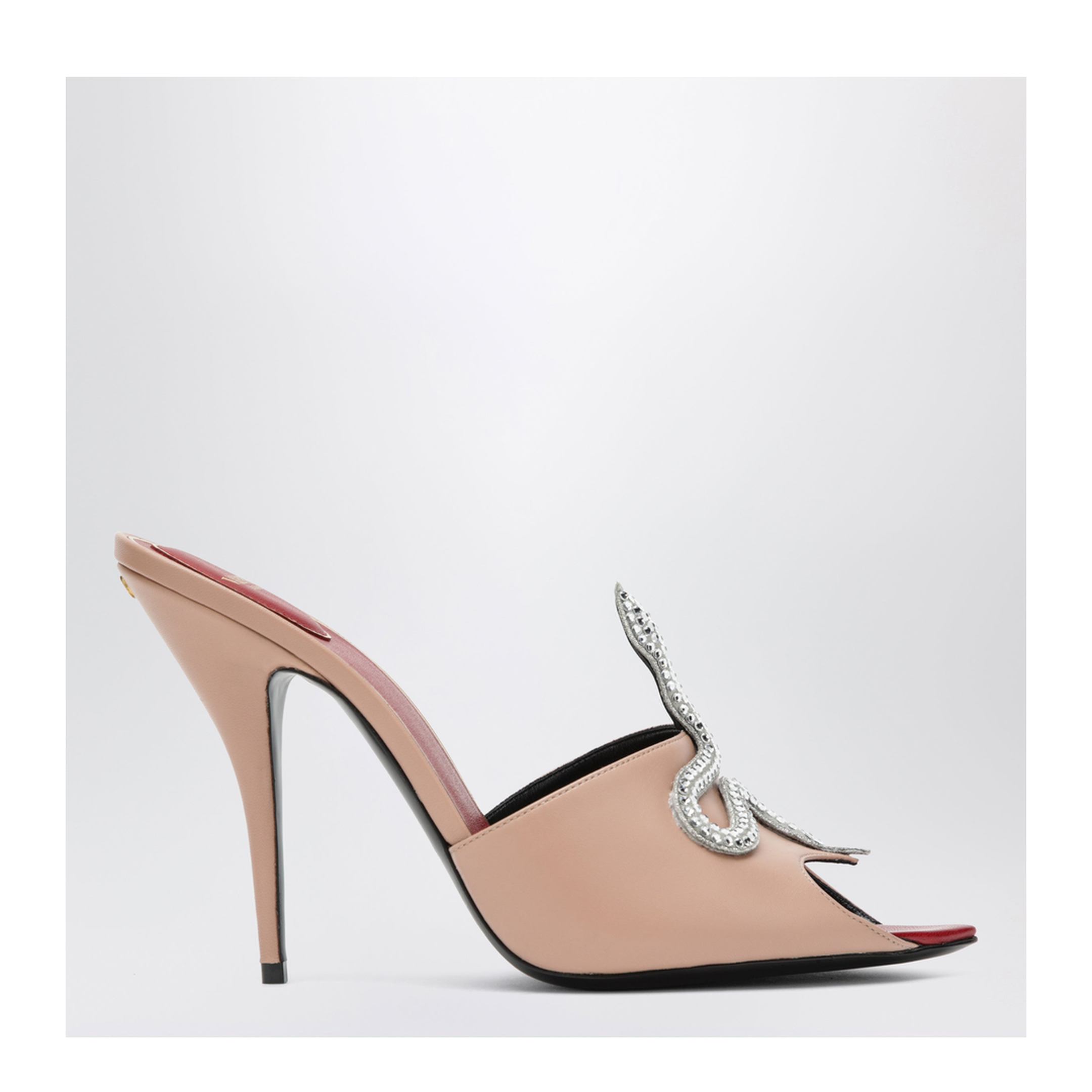 Powder Pink Slide Sandal Coeur Vipère In Kidskin - Image 1