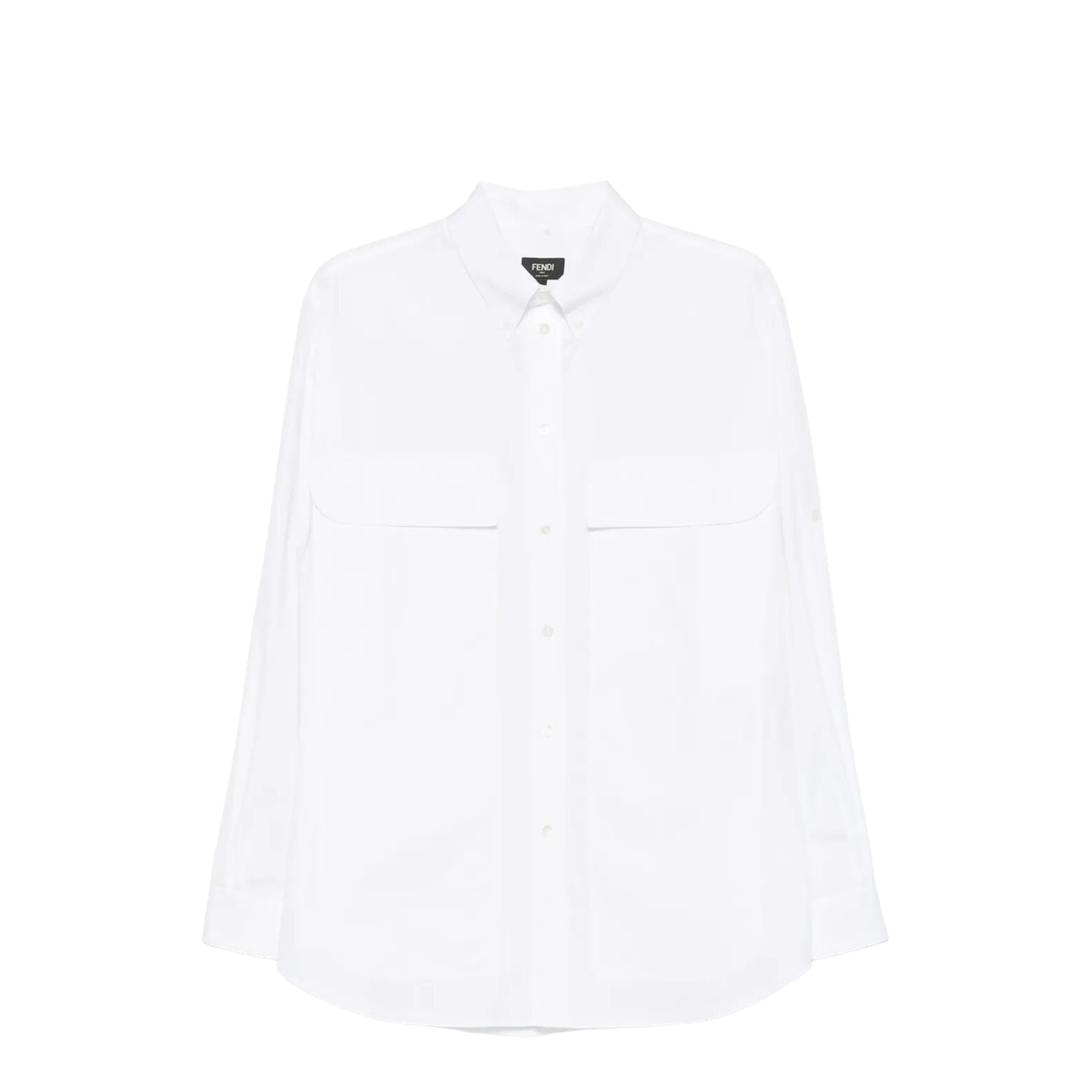 Topstitched Roma Lettering Cotton Shirt - Image 1