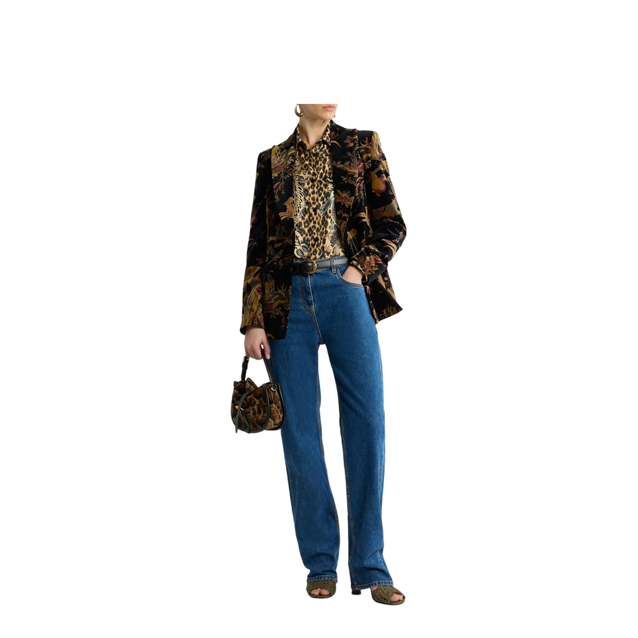 Silk Shirt with Placed Leopard Print - Image 2