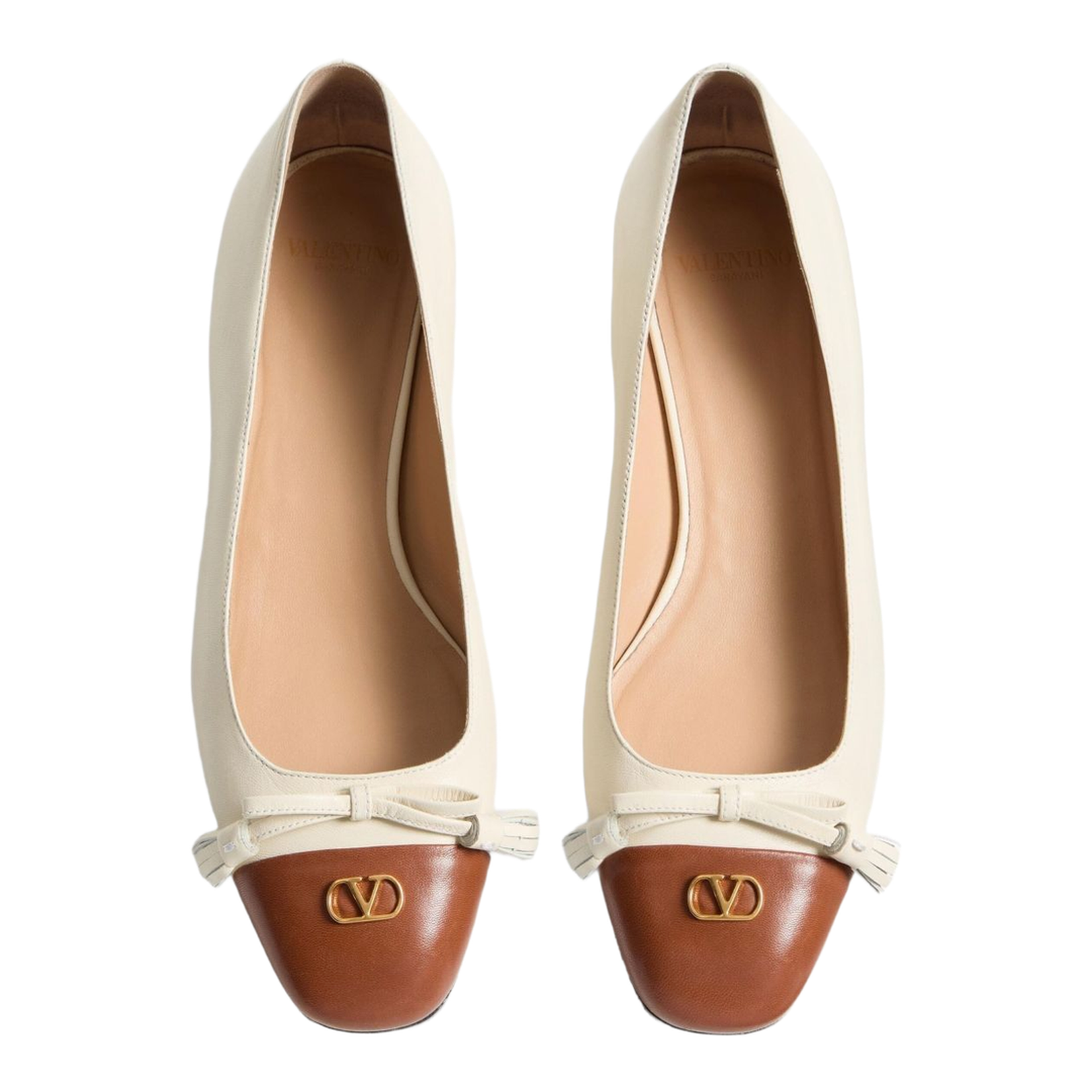 Off-White Brown Leather Toe Cap Tassel Detailing Gold-Tone Logo Accent Low Block Heel - Image 4