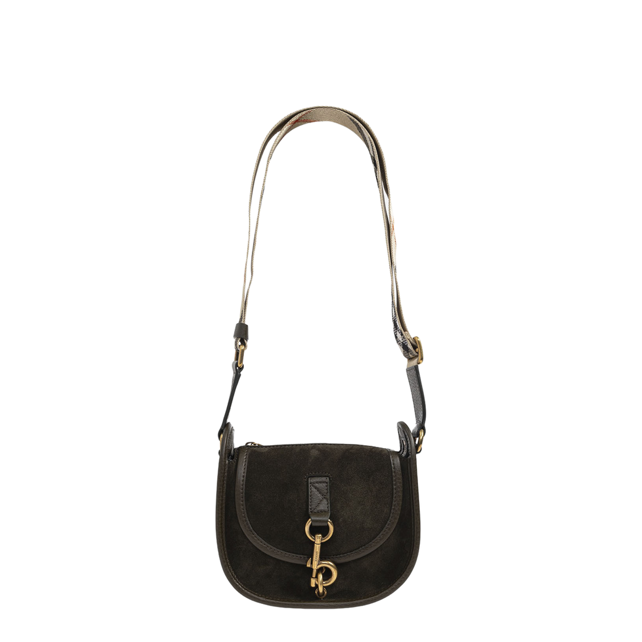 Mini B Clip Leather Messenger Bag in dark brown - Image 1