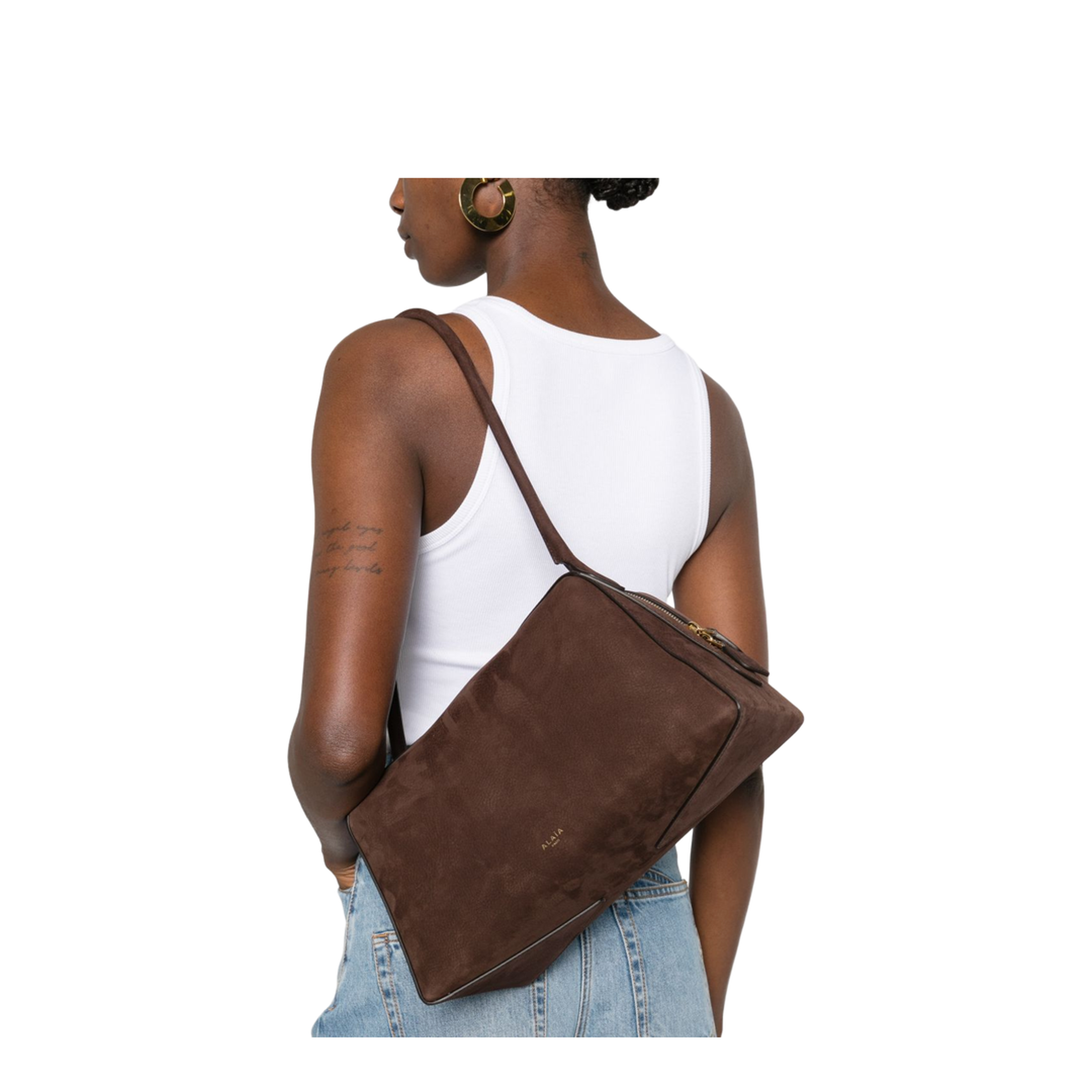 Le Bouledogue Medium Nubuck Shoulder Bag - Brun Foncé - Image 2