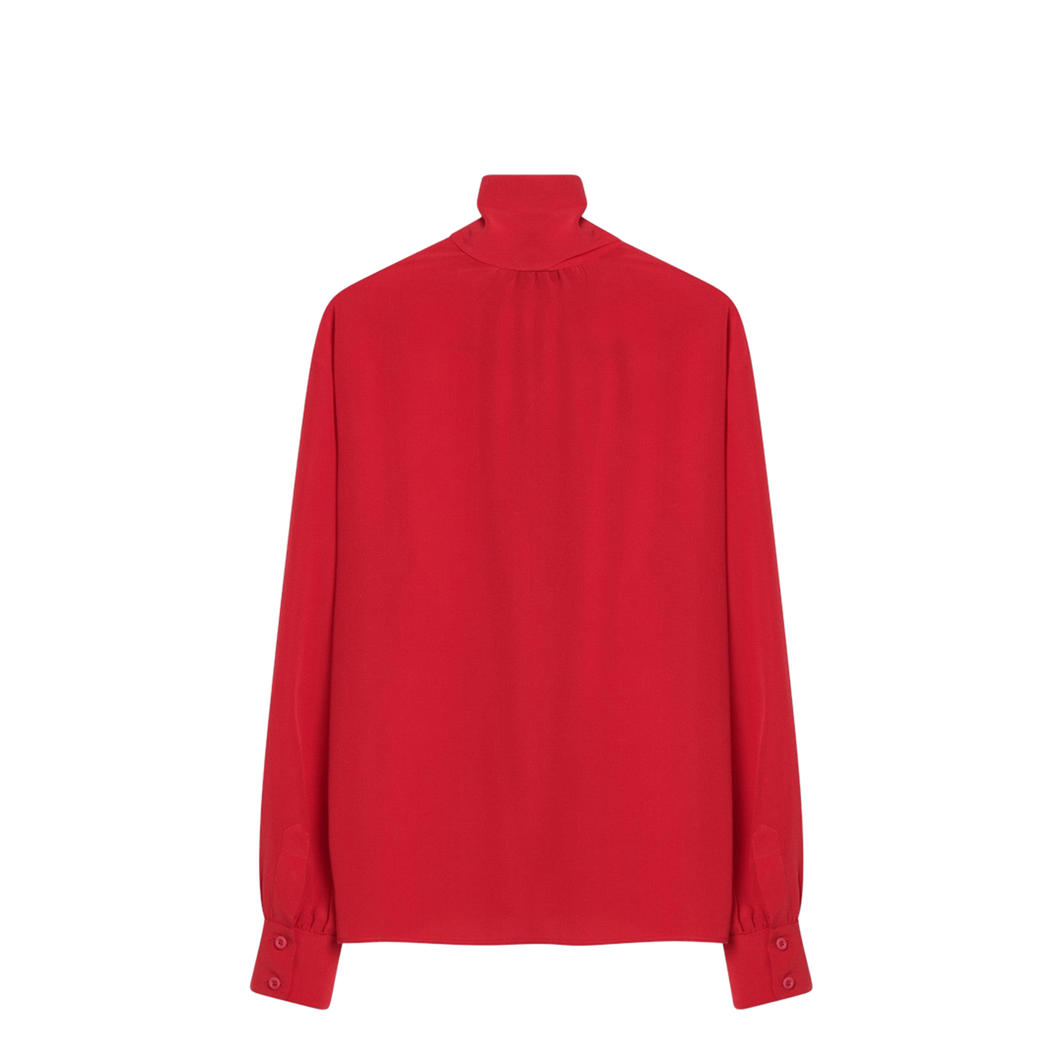 Red Silk Blouse with Scarf - Image 2