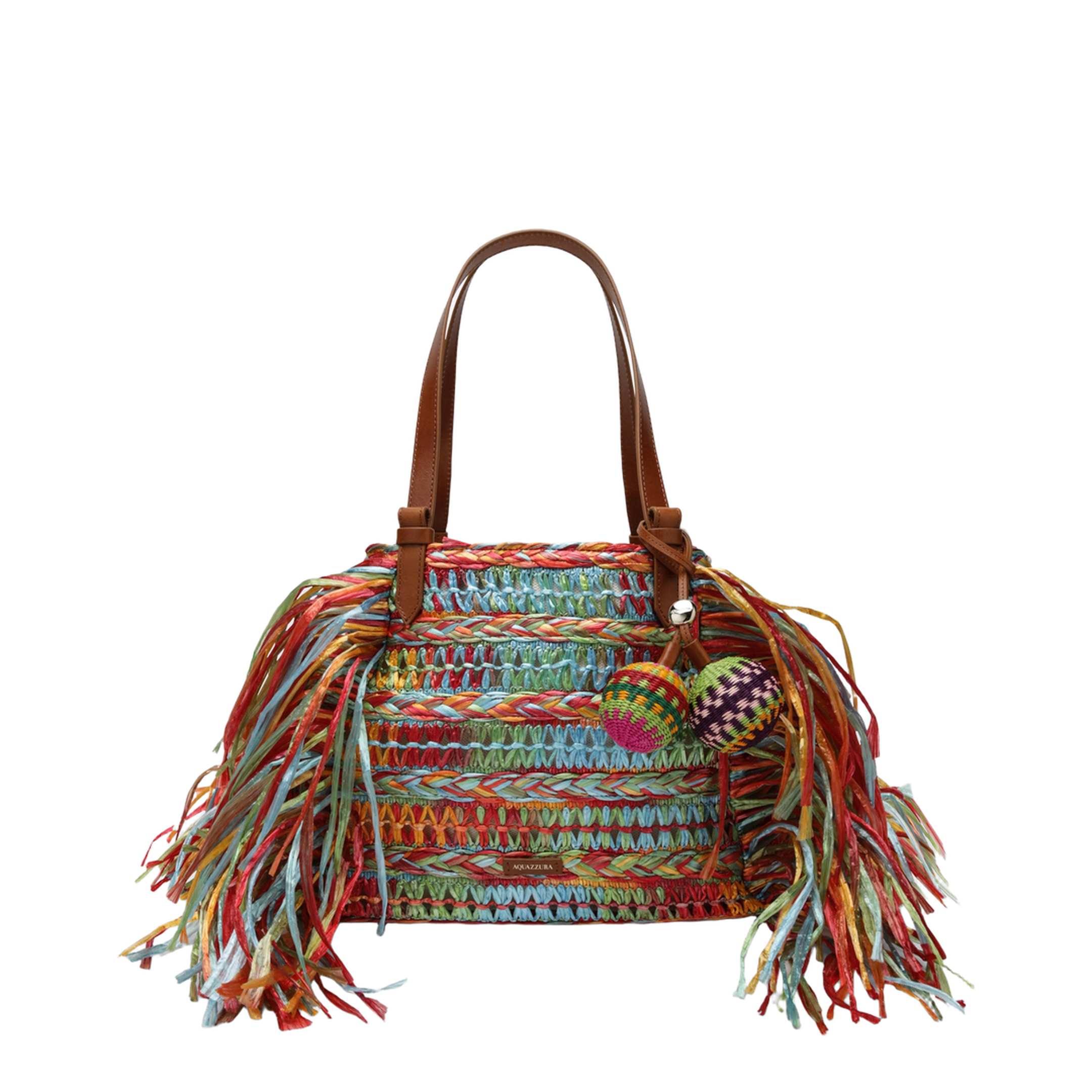 Trancoso Raffia Tote - Raffia 100% / Calf Leather 100% - Tote - Multicolor Rainbow Sugar Kissed Light Go - Image 1