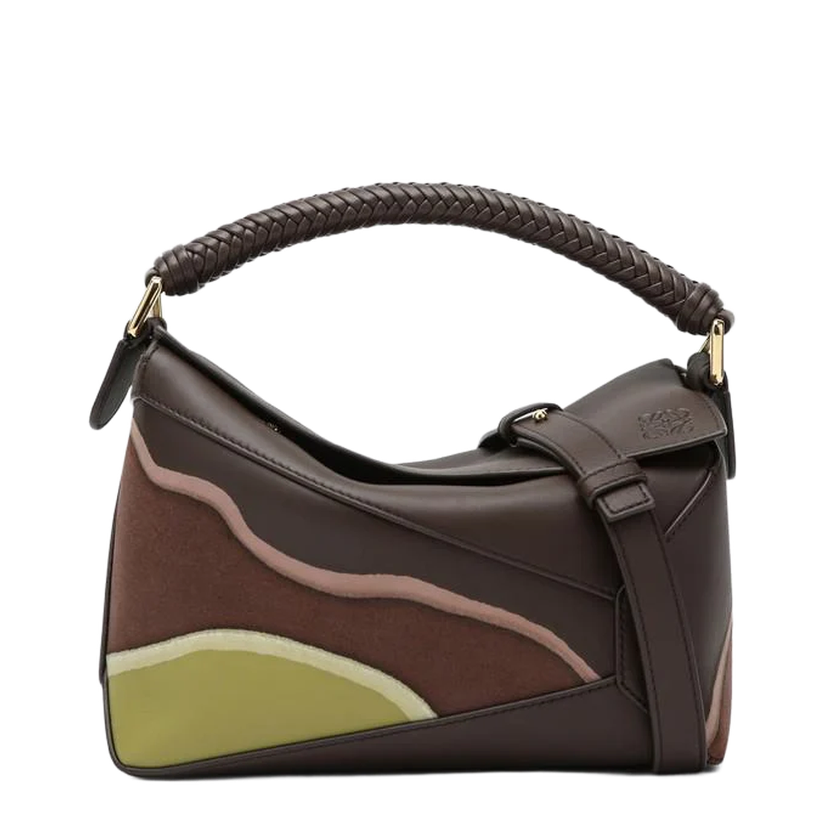 Puzzle Edge Small Bag Chocolate Light Moss - Image 1