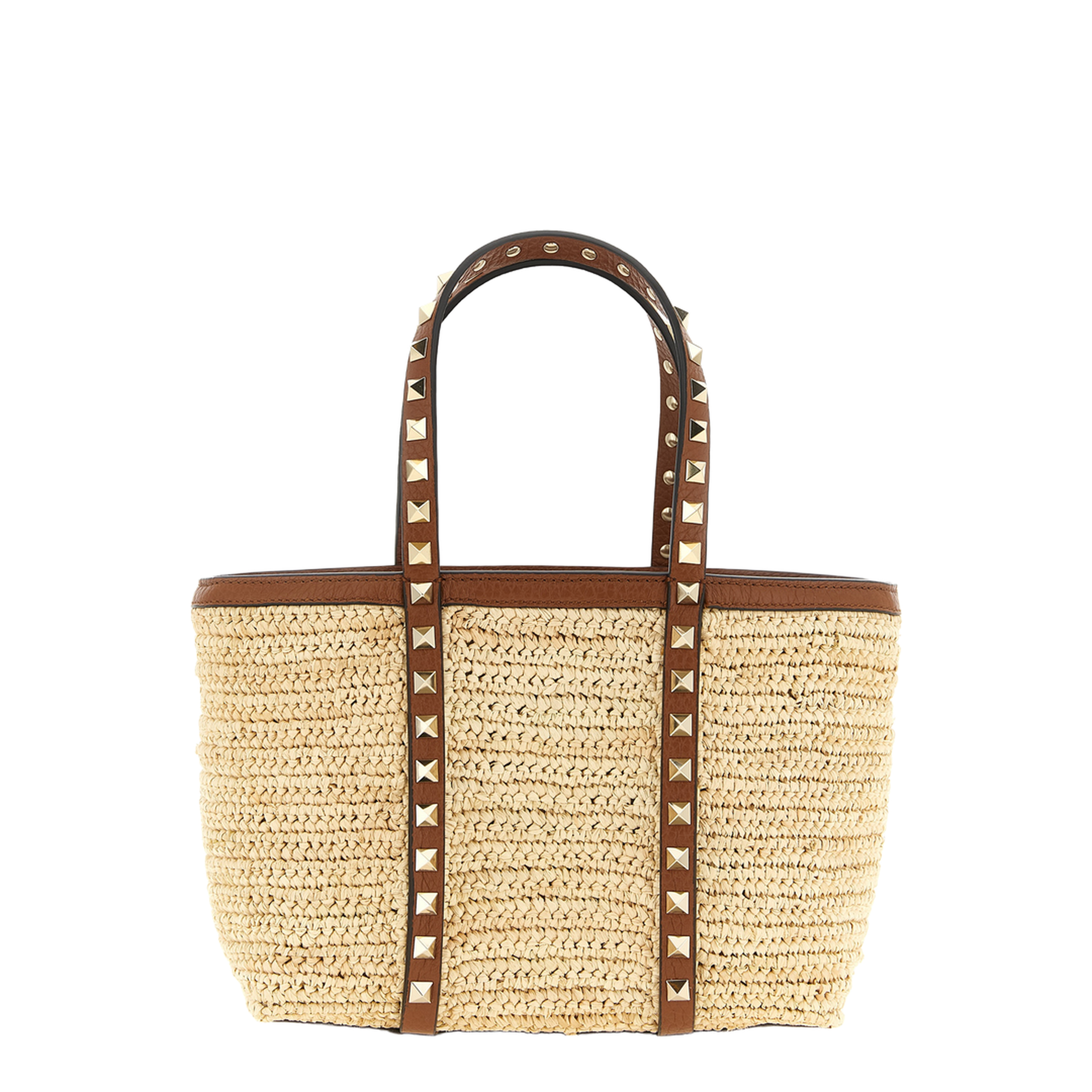 Rockstud Mini Raffia Shopping Bag - Natural - Image 1