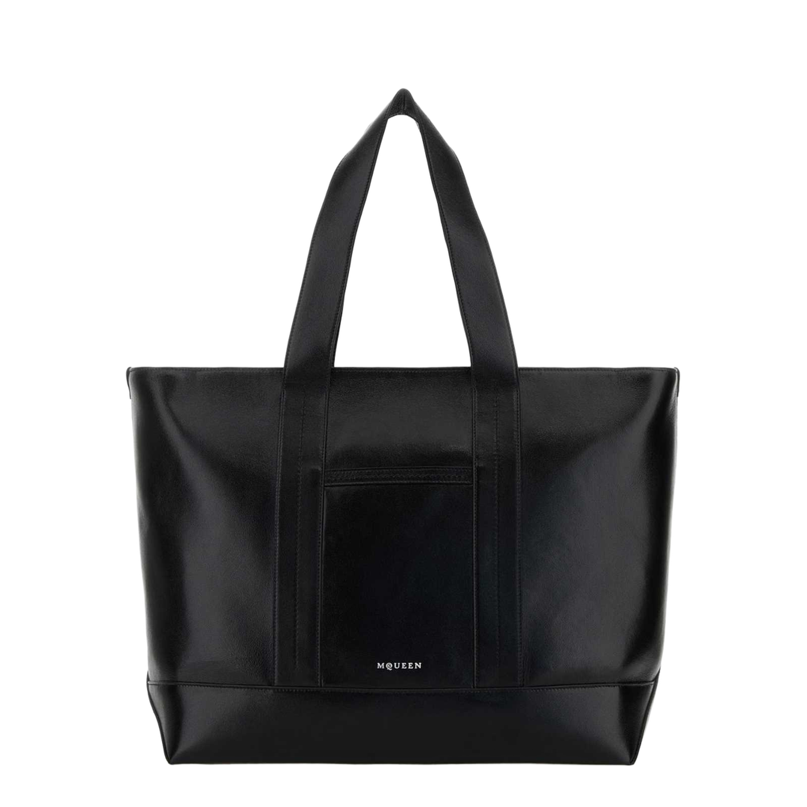Black Leather Shopping Bag - Image 1