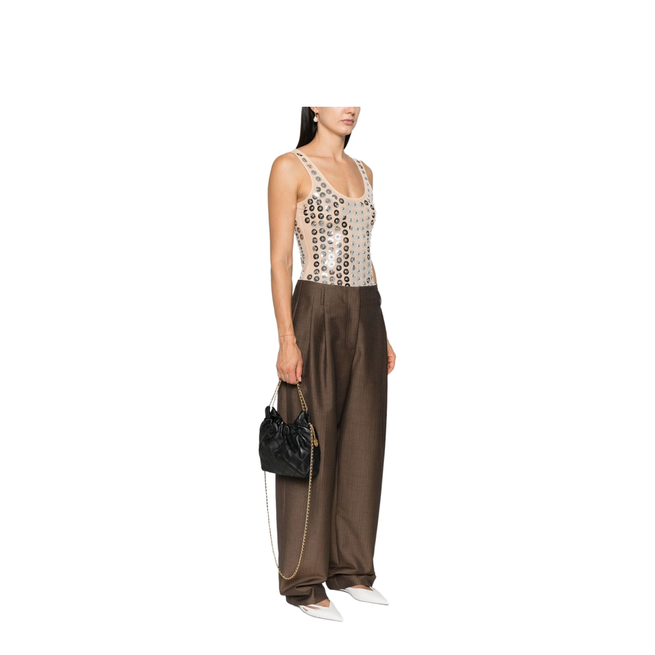 Fleming Mini Leather Hobo Bag - Black - Image 4