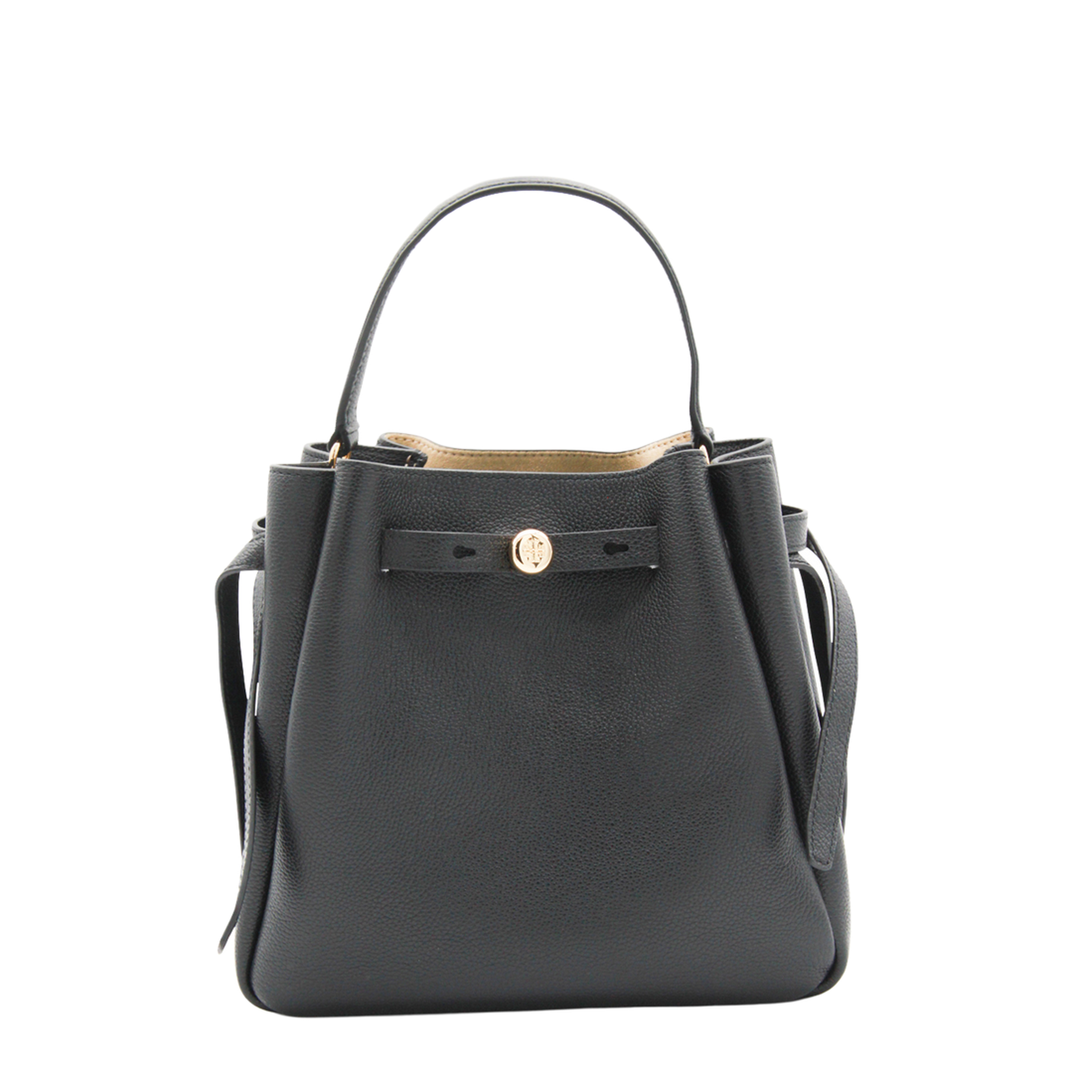 Romy Pebbled Leather Bucket Bag - Black - Image 1