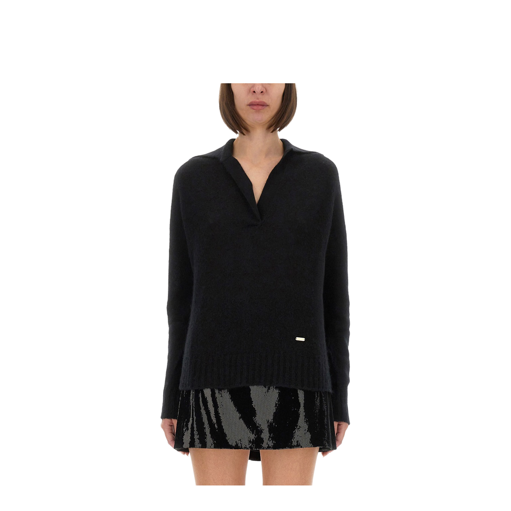 Cashmere and Silk Long Sleeve Polo Shirt - Image 1