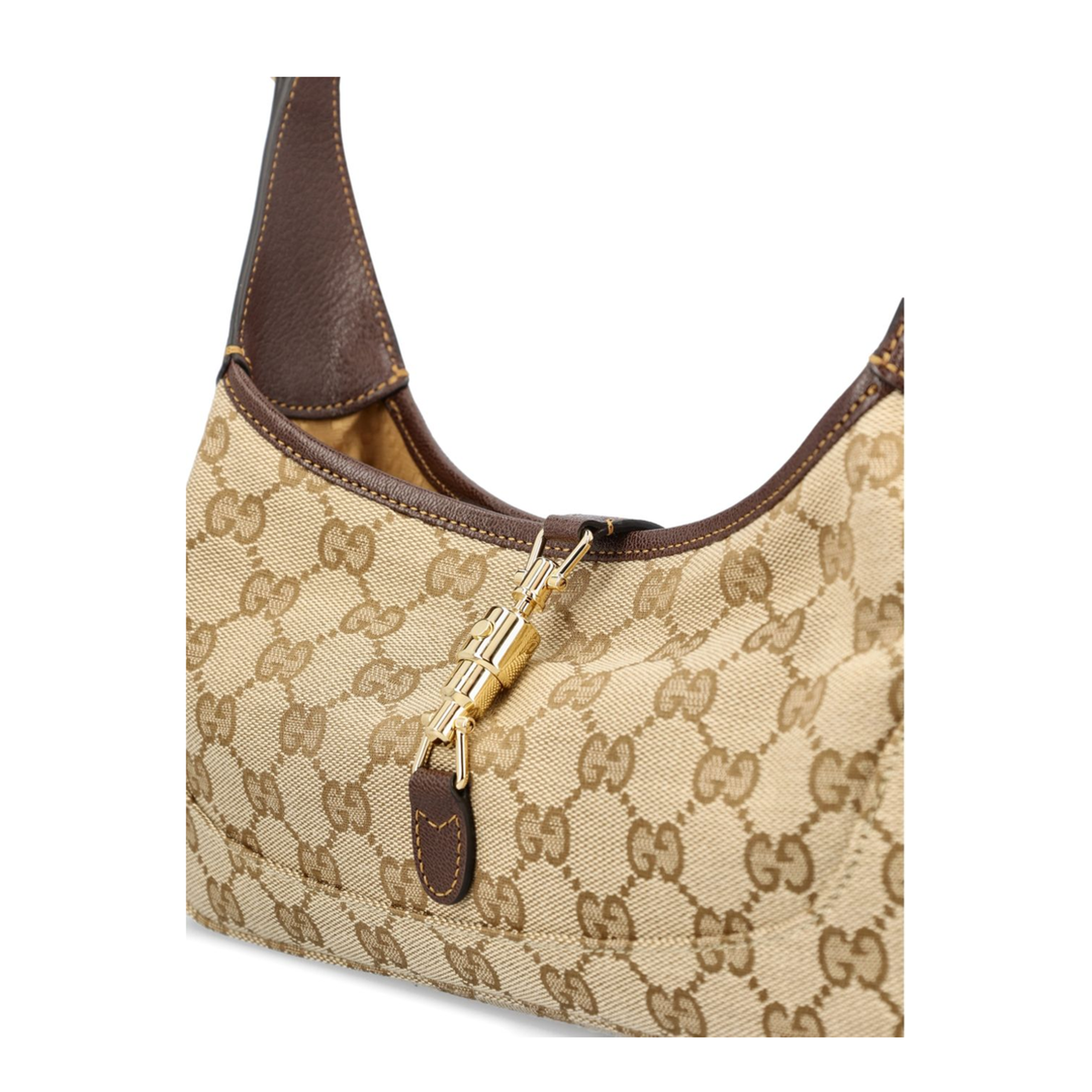 Jackie Slim Medium GG Canvas Shoulder Bag - Sand and Dark Brown - Image 4
