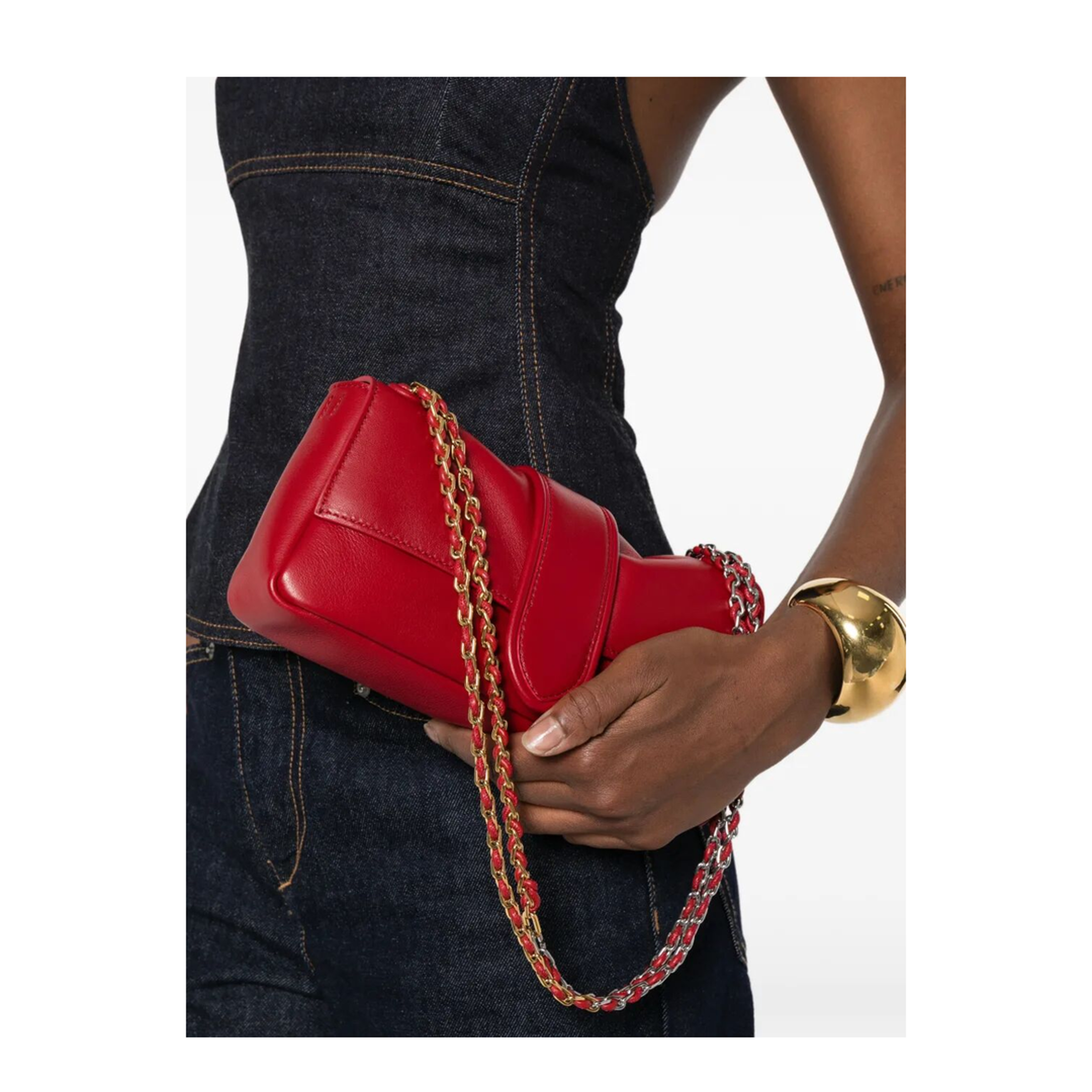 Lamb Leather Shoulder Bag - Black - Image 6