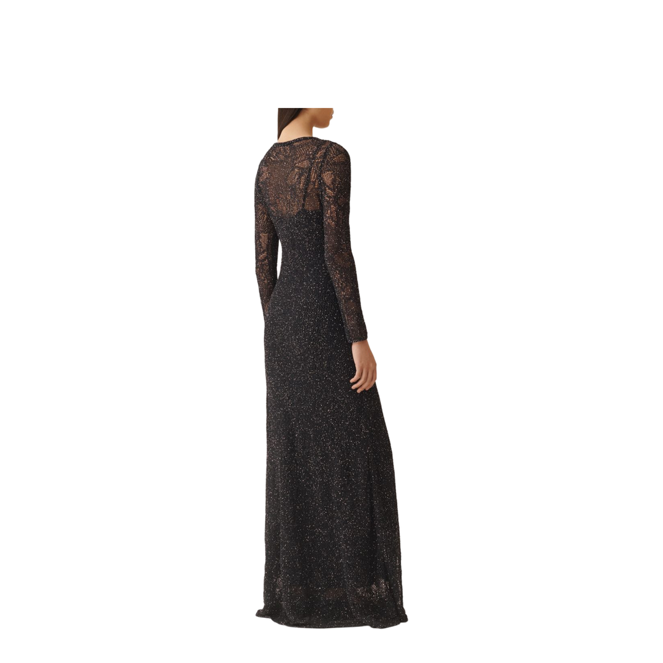 Lace Dress Maxi Length Scoop Neckline In Blue - Image 3