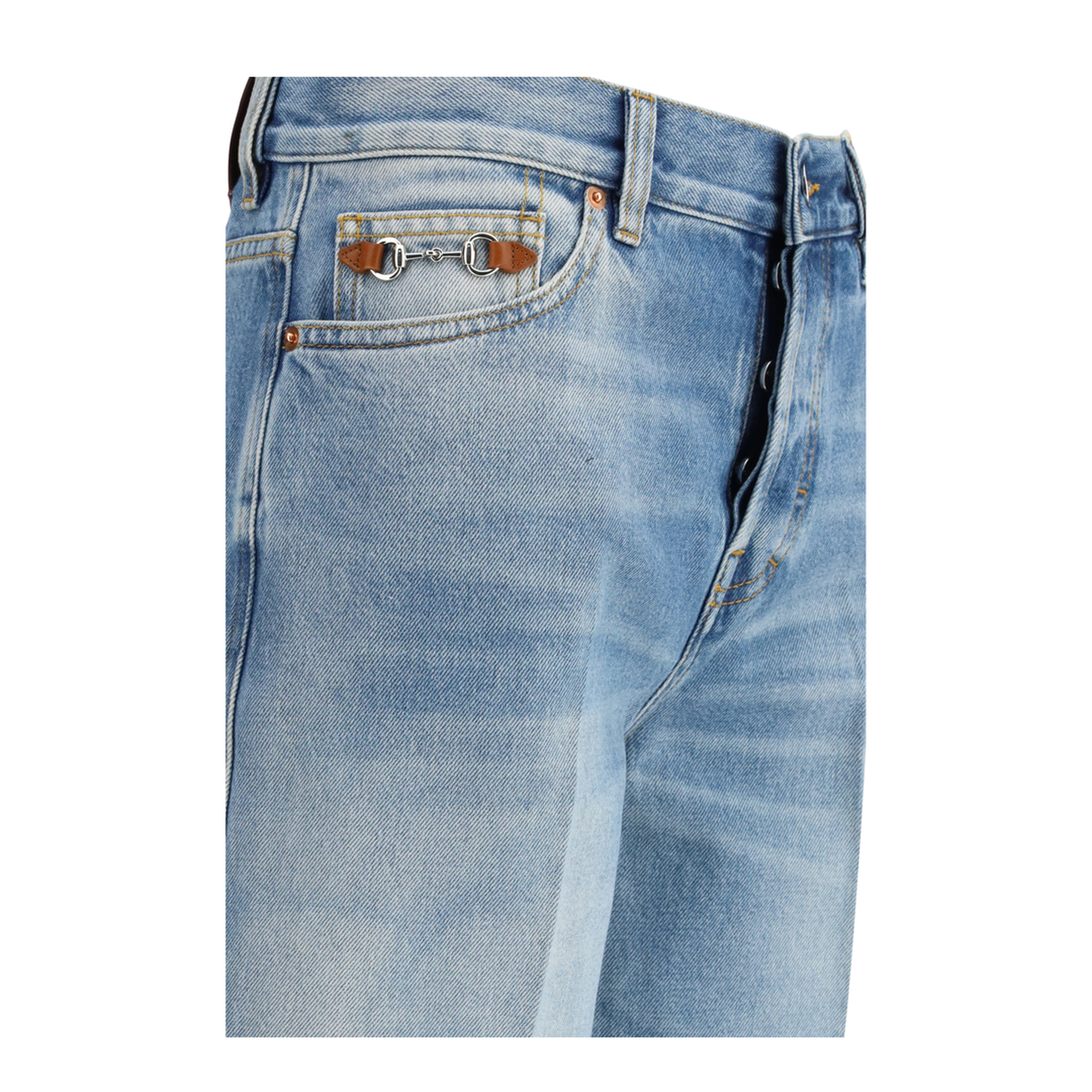 Cotton Denim Flare Jeans - Image 3