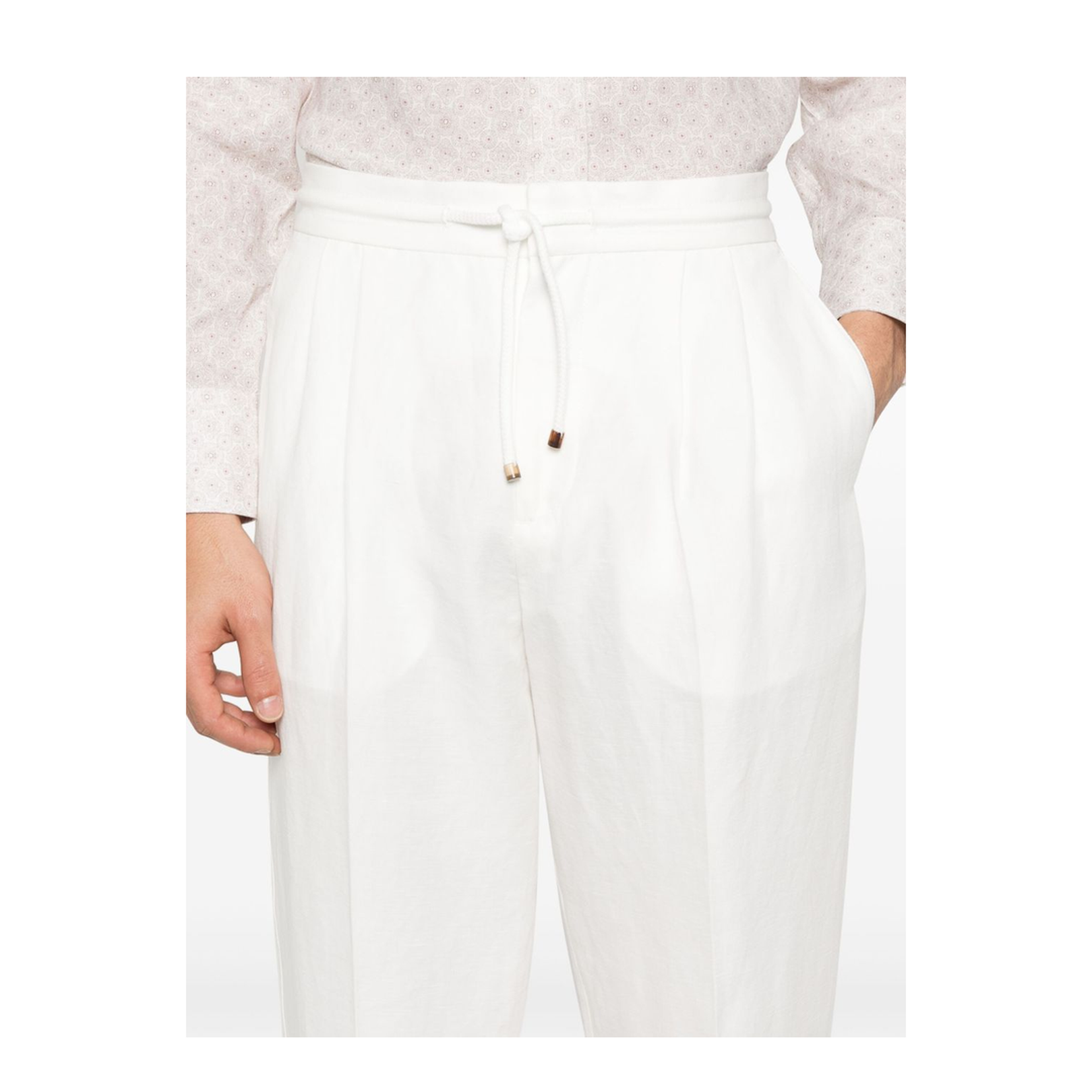 Linen Blend Drawstring Trousers - Image 4