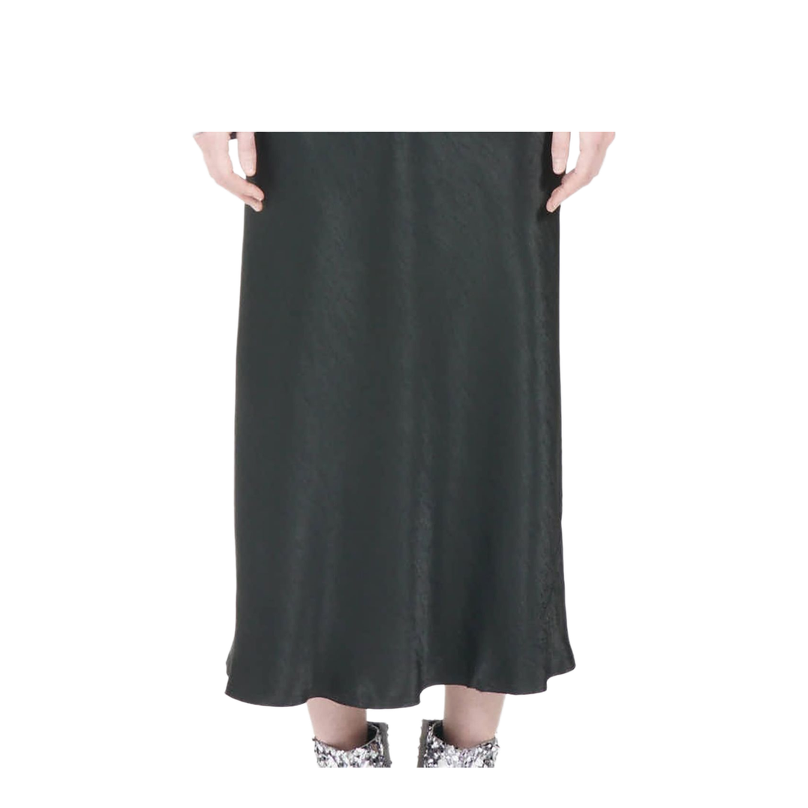 Black Satin Midi Skirt - Image 5