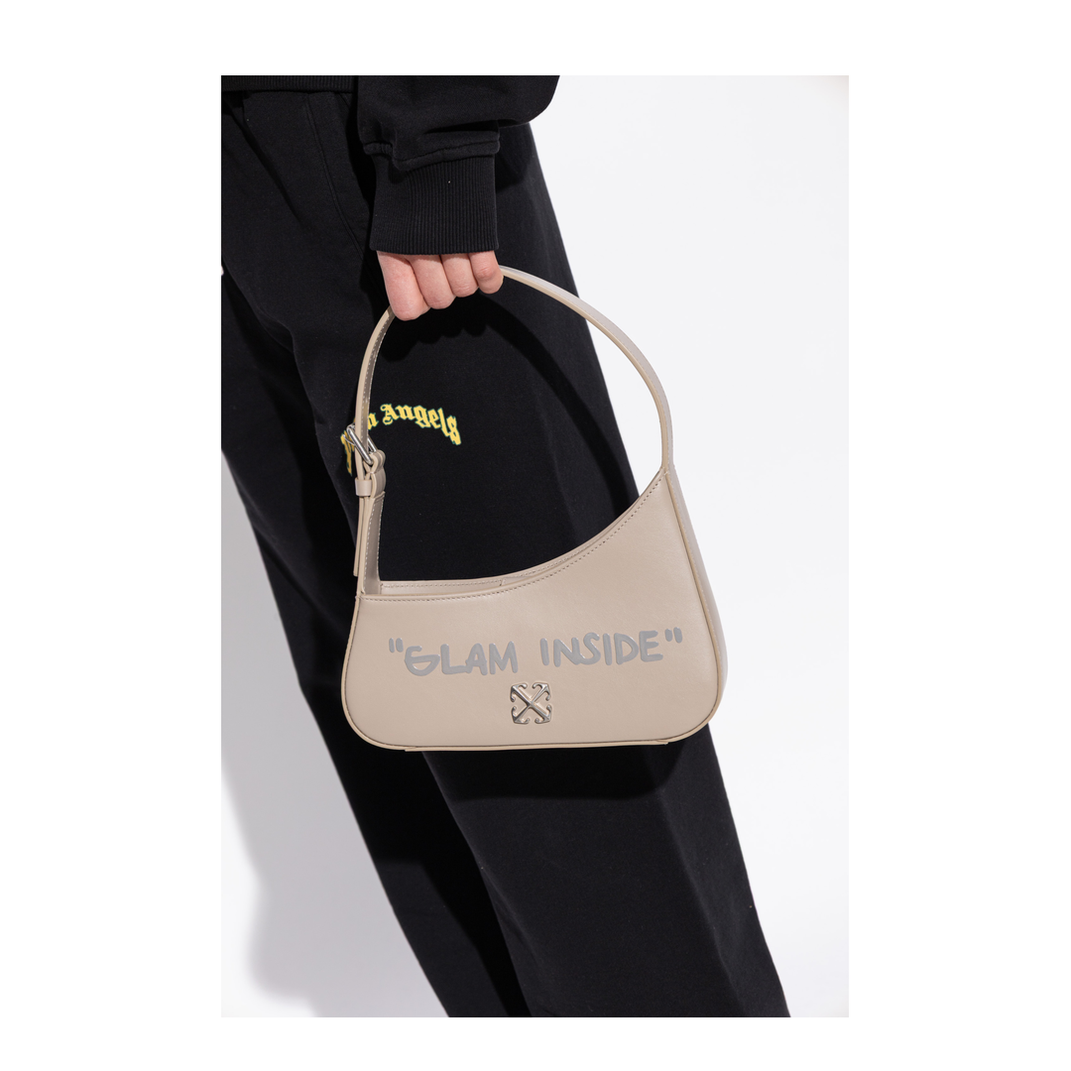 Glam Inside Small Calf Leather Tote - Beige - Image 2