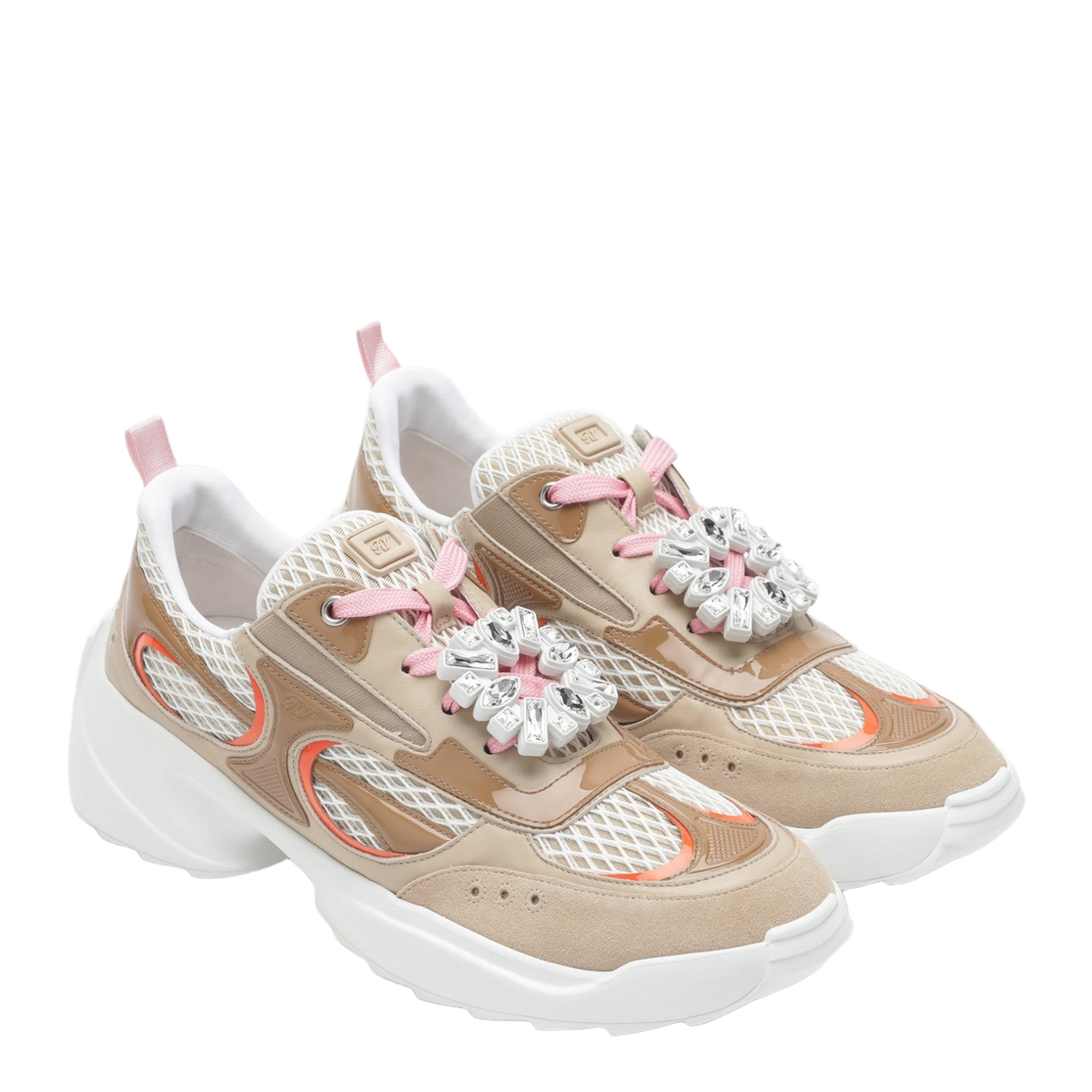 Viv' on the Run Sneakers in Leather and Fabric Beige - Image 2