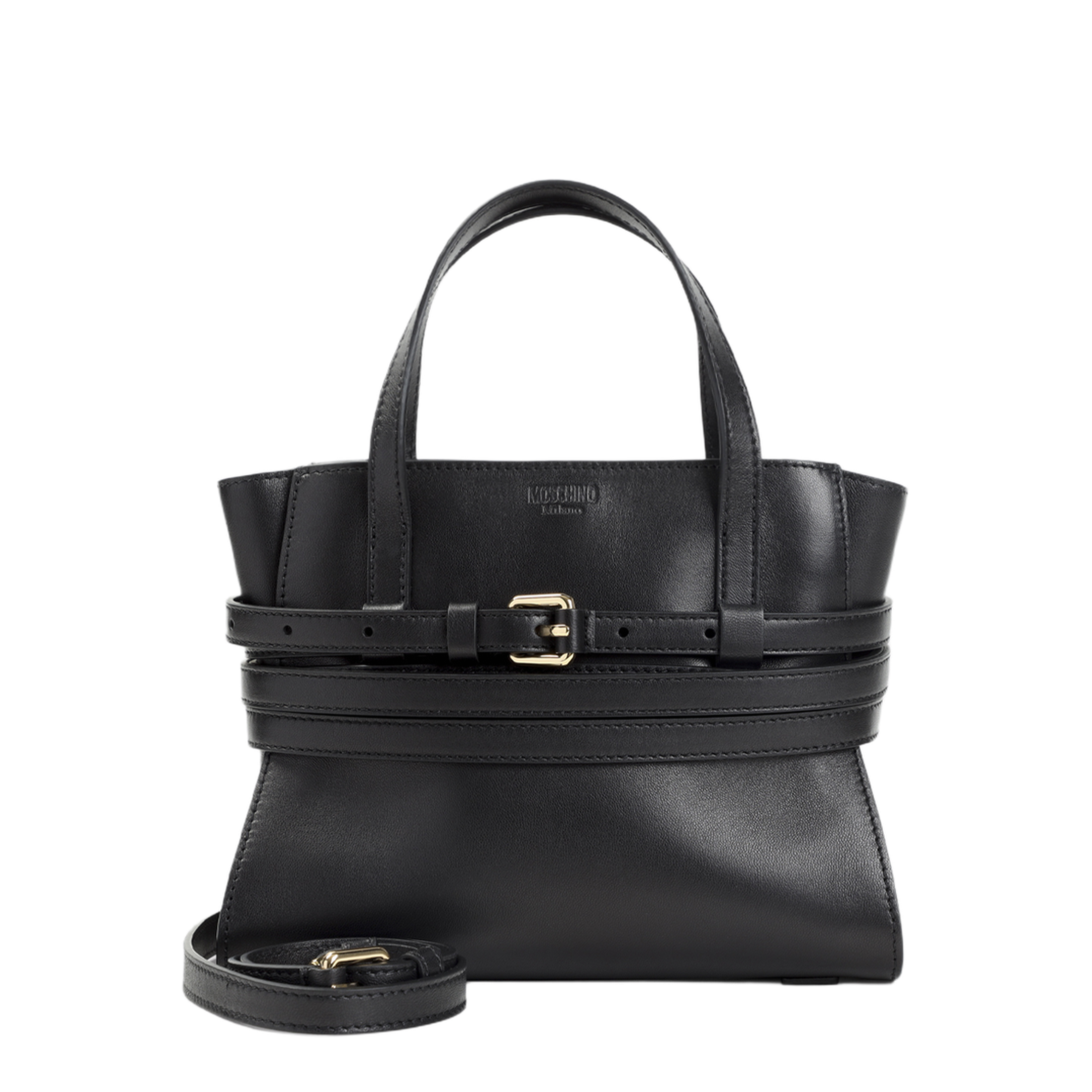 Small Calf Leather Tote - Black - Image 3