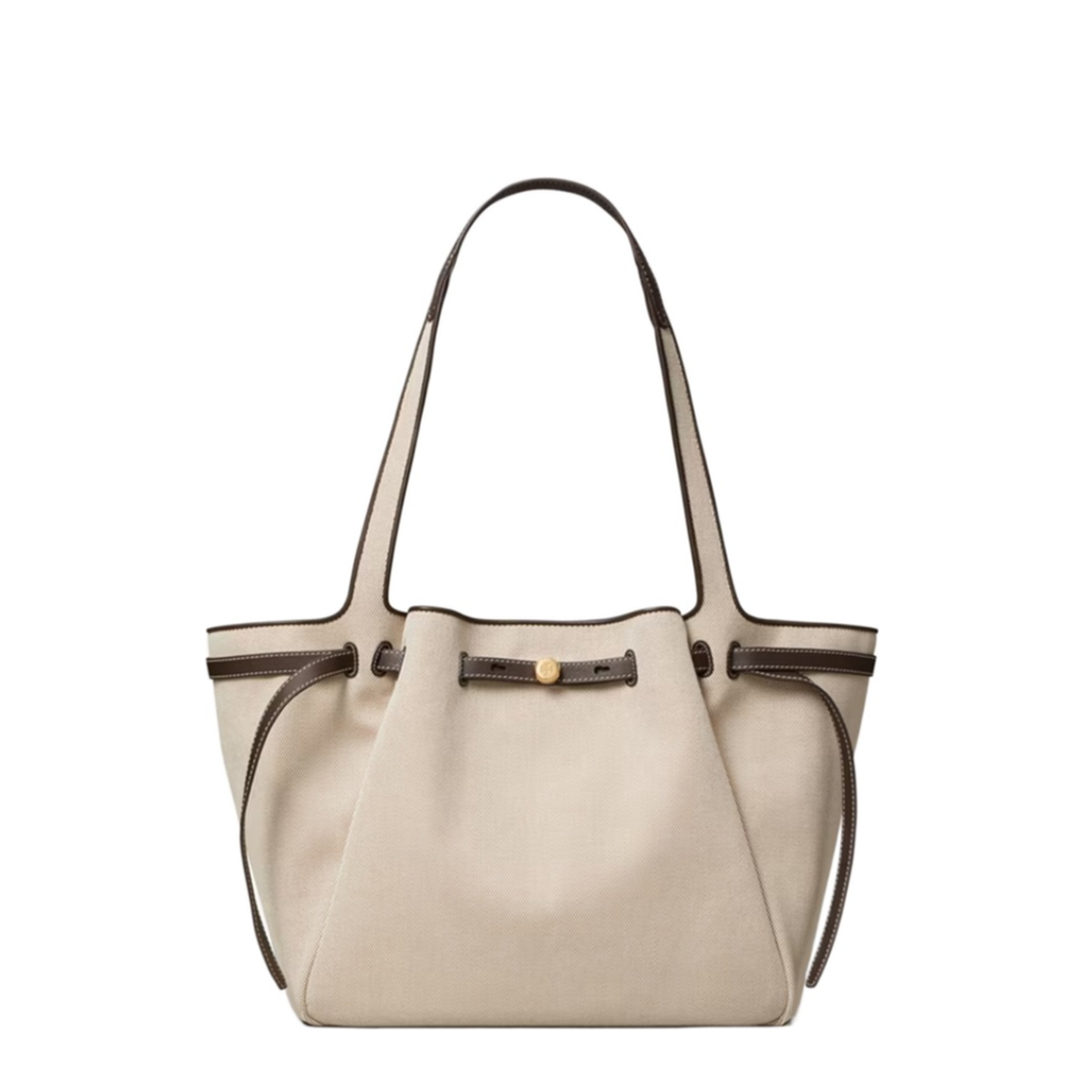 Romy Canvas Tote - Dusty Almond/ Bianco White - Image 1