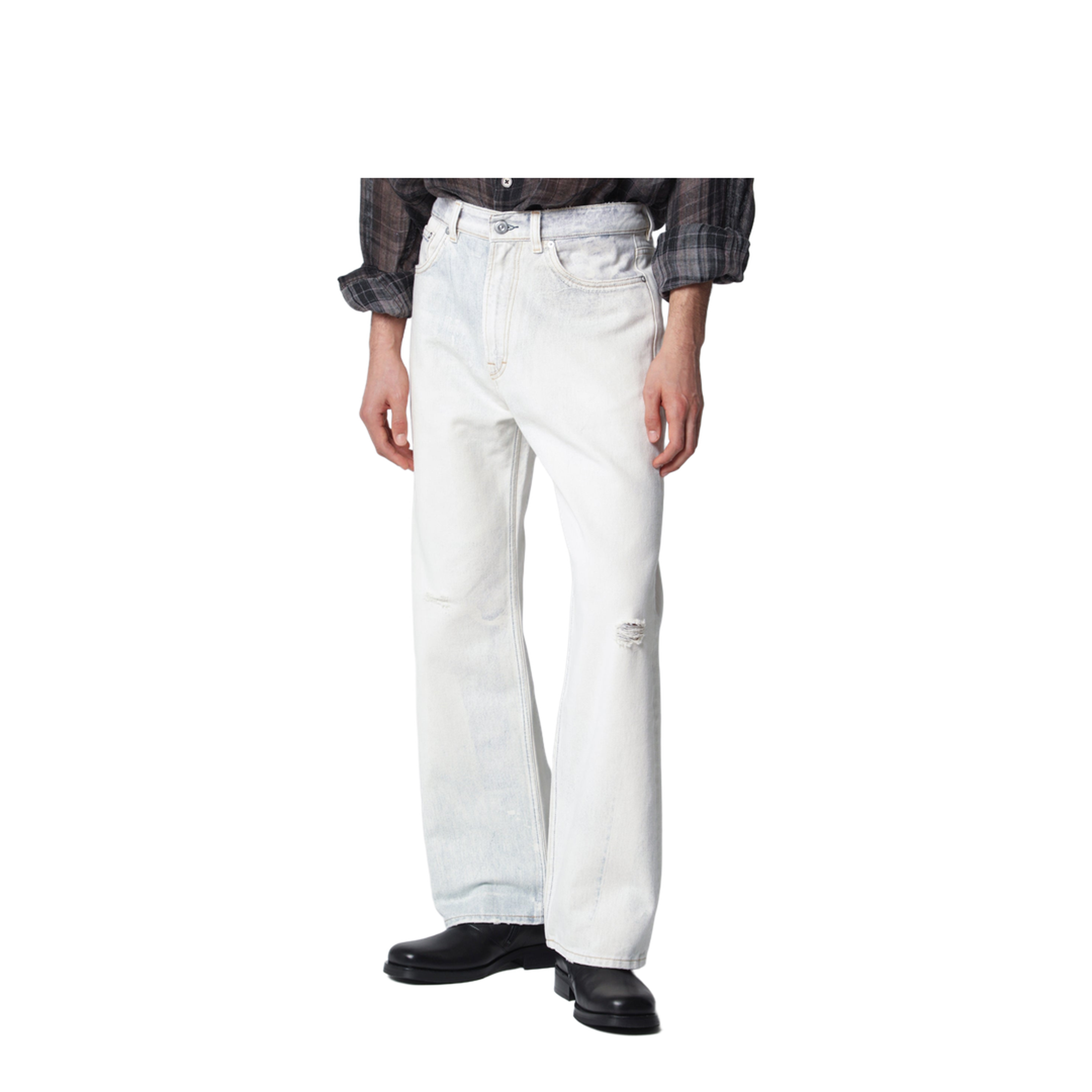 Third Cut Relaxed-Fit Jeans In Beige Cotton Denim - Image 1