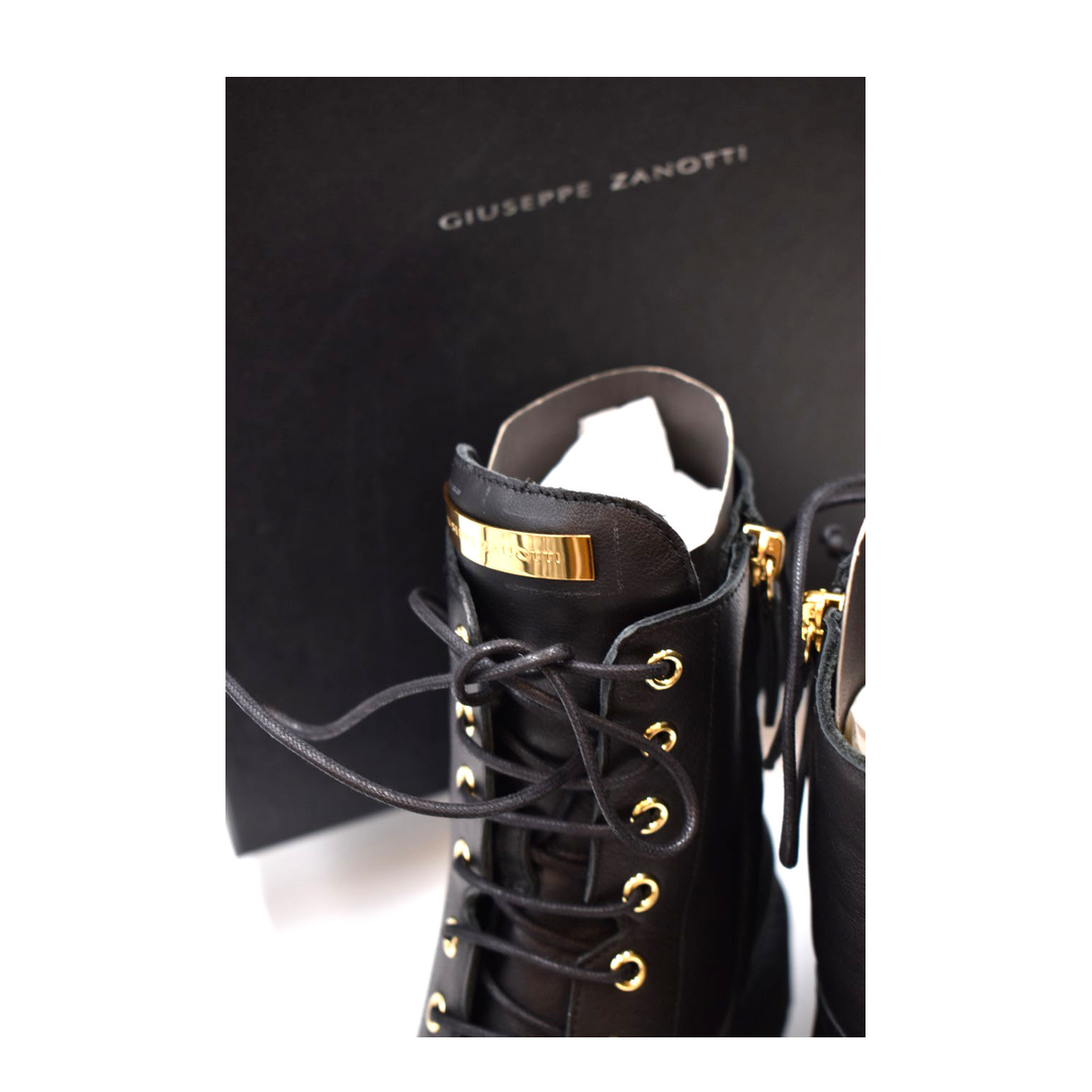 Black Leather Boots With Logo - Image 5