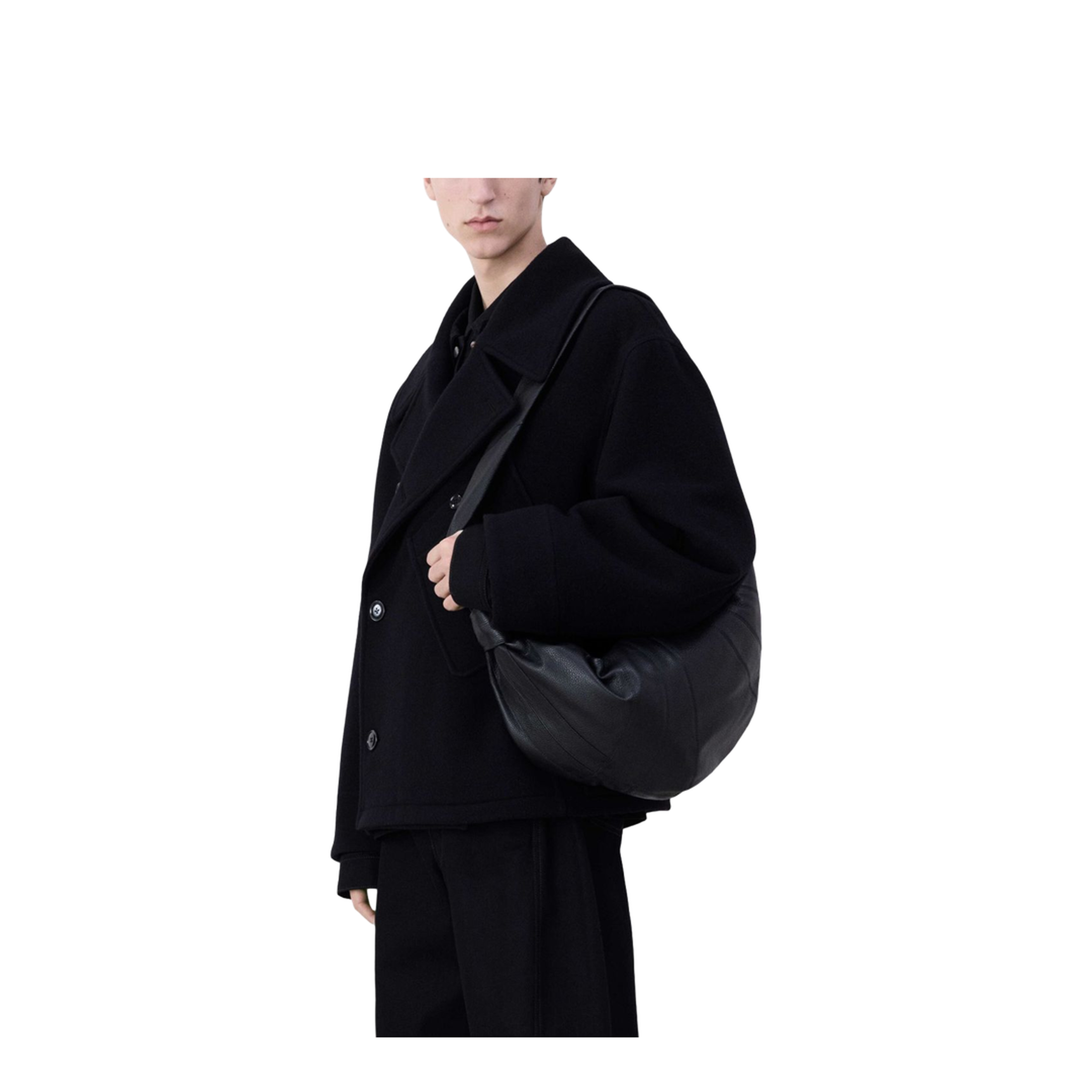 Croissant Bag Large Leather Shoulder Bag - Black - Image 2