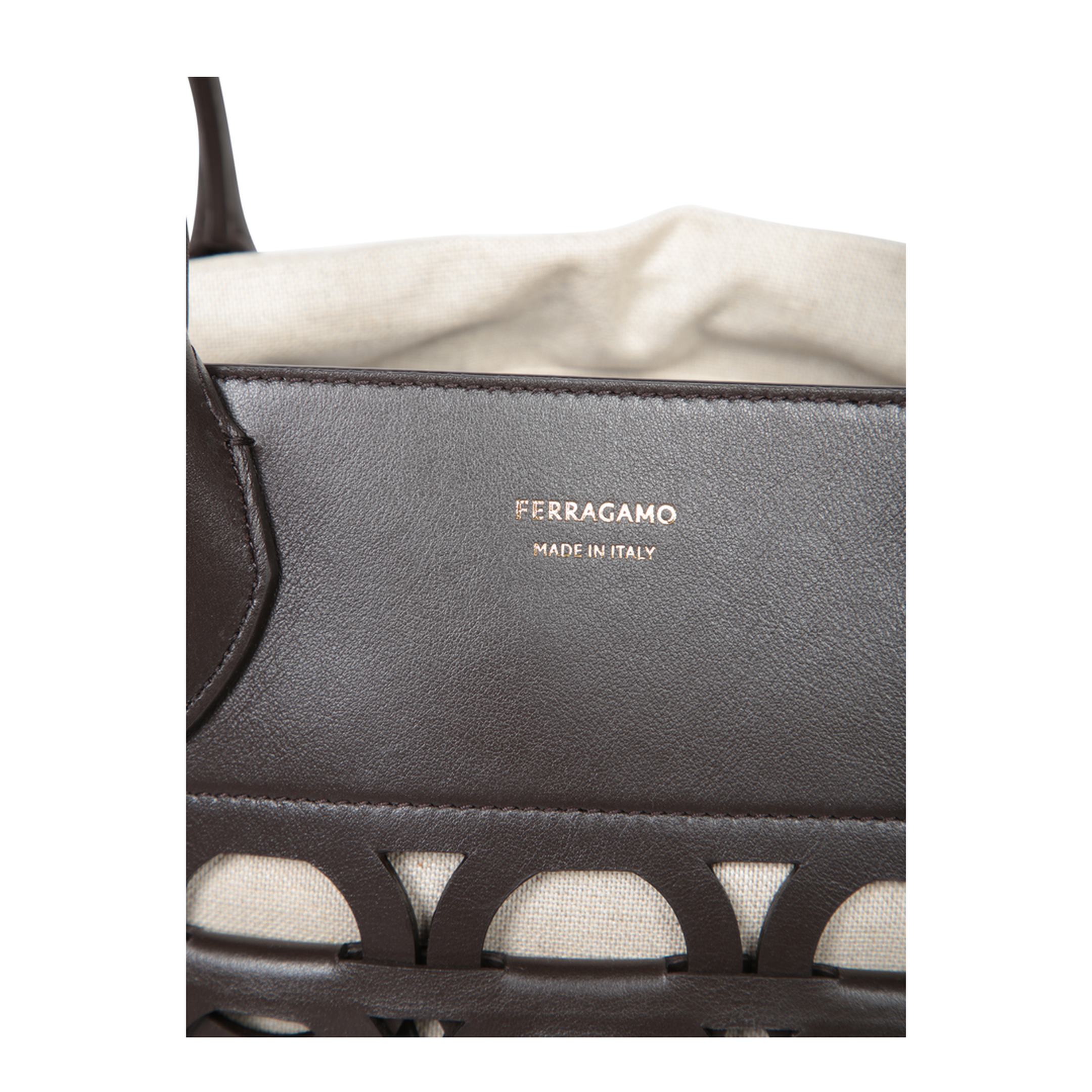 Gancini Medium Calfskin Tote - Testa di Moro - Image 3