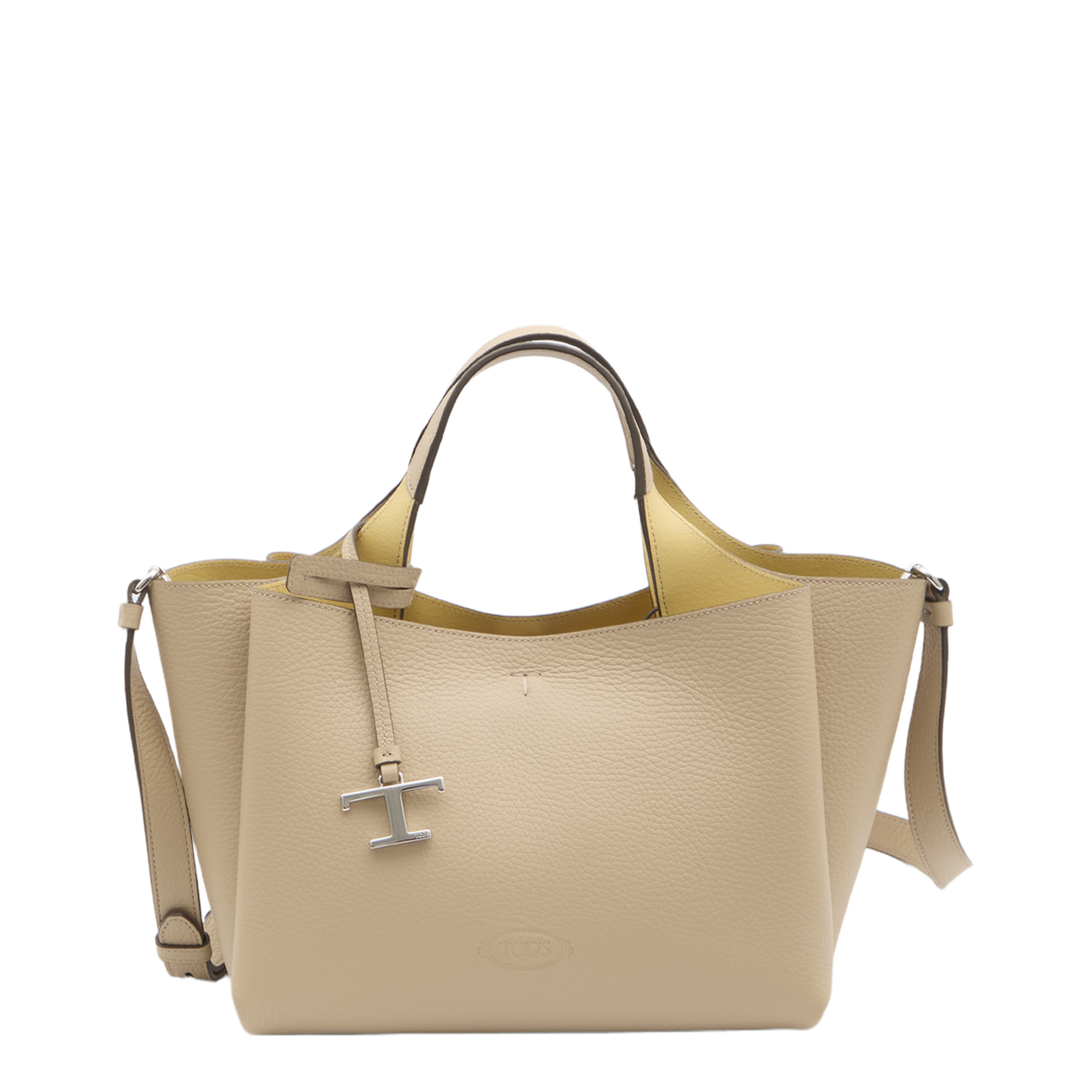 T Timeless Small Hammered Leather Mini Bag - Beige - Image 1