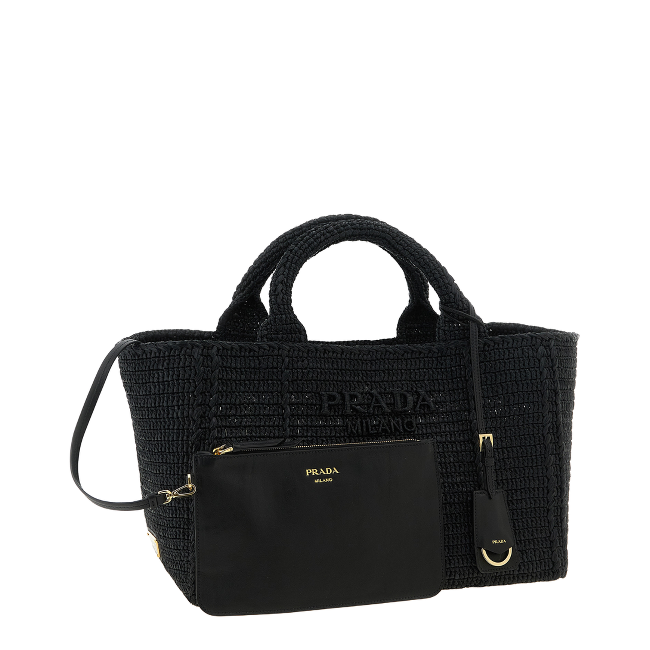 Crochet Large Raffia Tote Bags - Black - Image 3