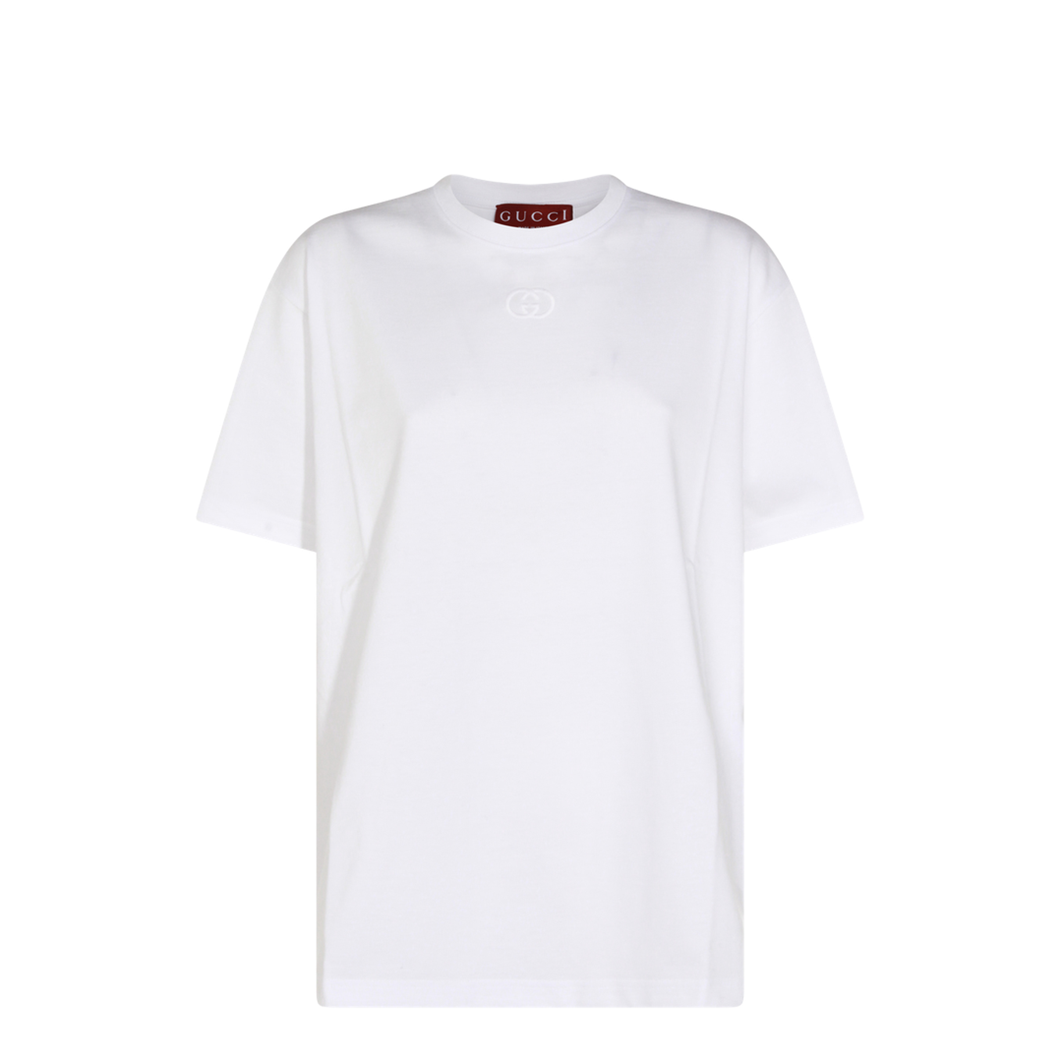 Cotton Jersey T-Shirt with Embroidery in White - Image 1