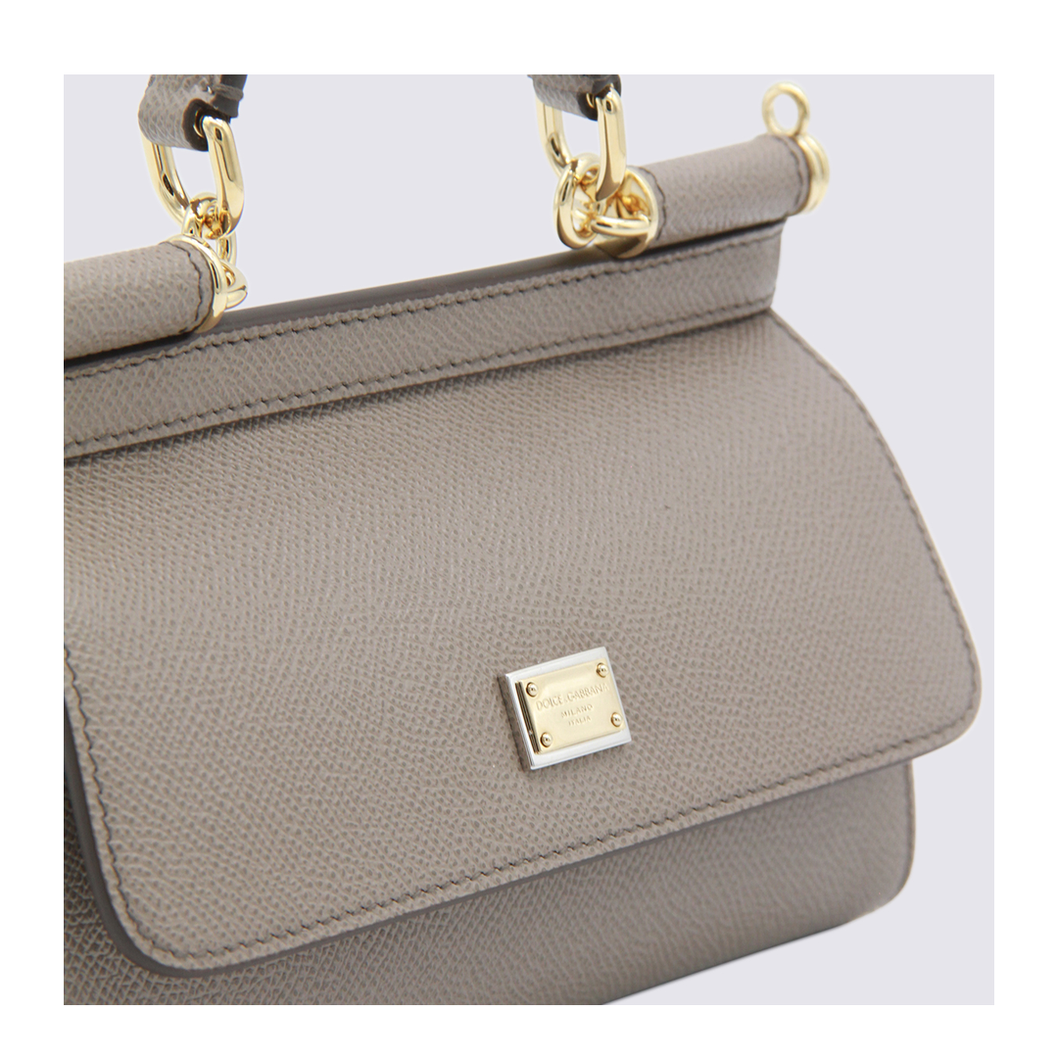 Sicily Mini Calfskin Top Handle Bag - Beige - Image 8
