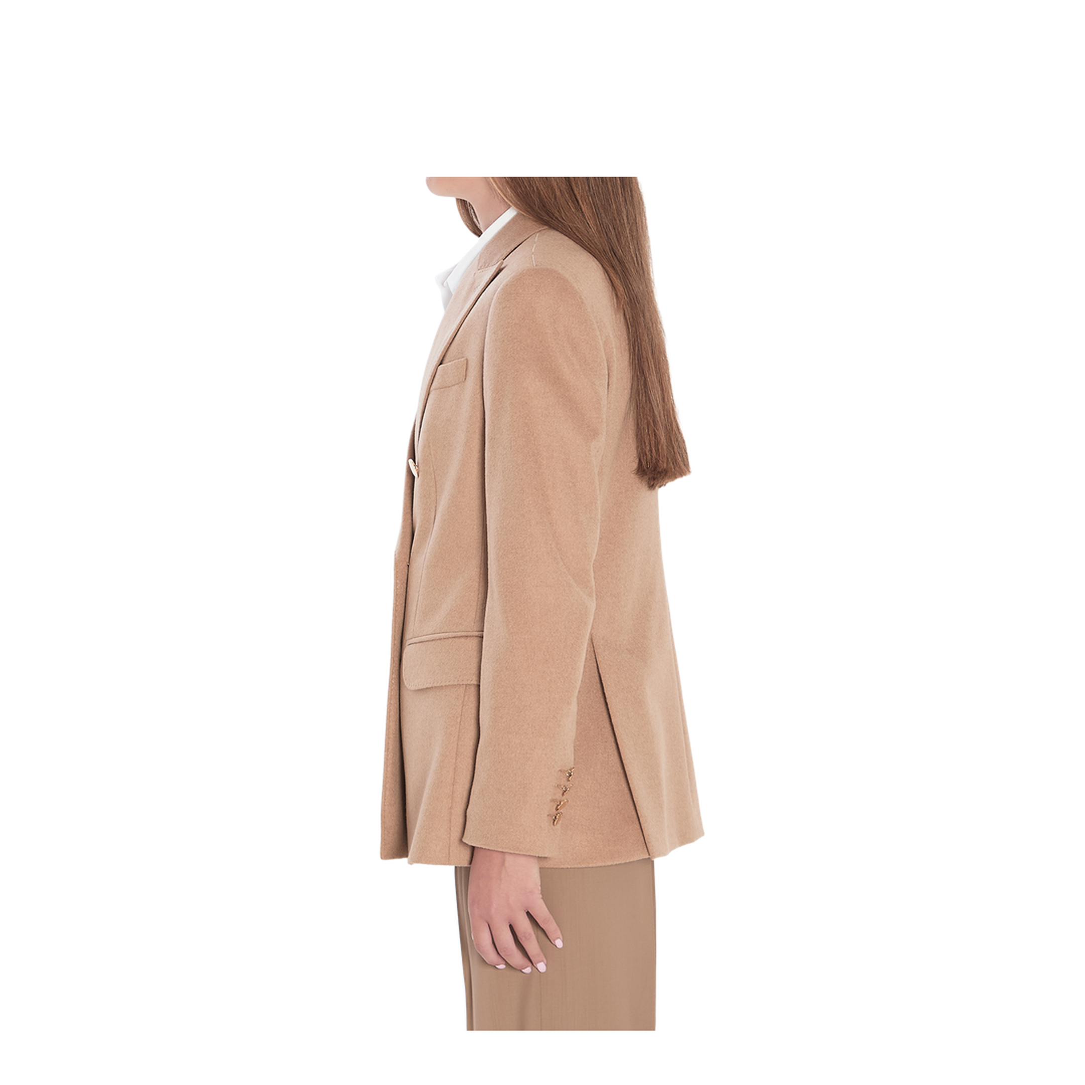 Double-breasted blazer in camel - Image 3