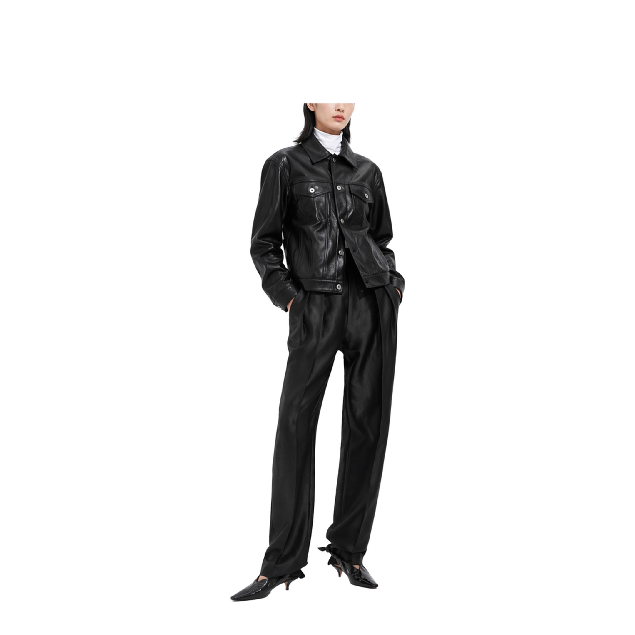 Black Nappa Leather Jacket With Intrecciato Leather Bandana - Image 2
