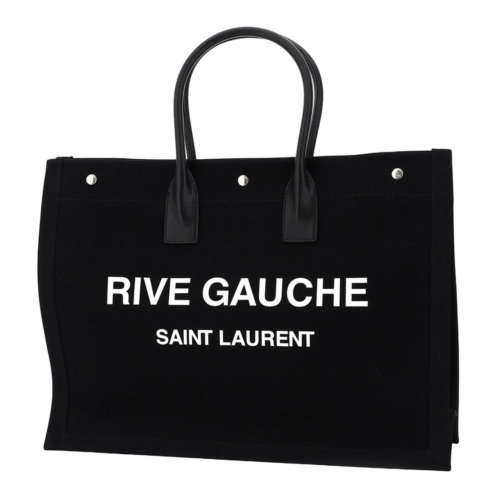 Rive Gauche Large Linen-Cotton-Leather Tote - Noir - Image 2