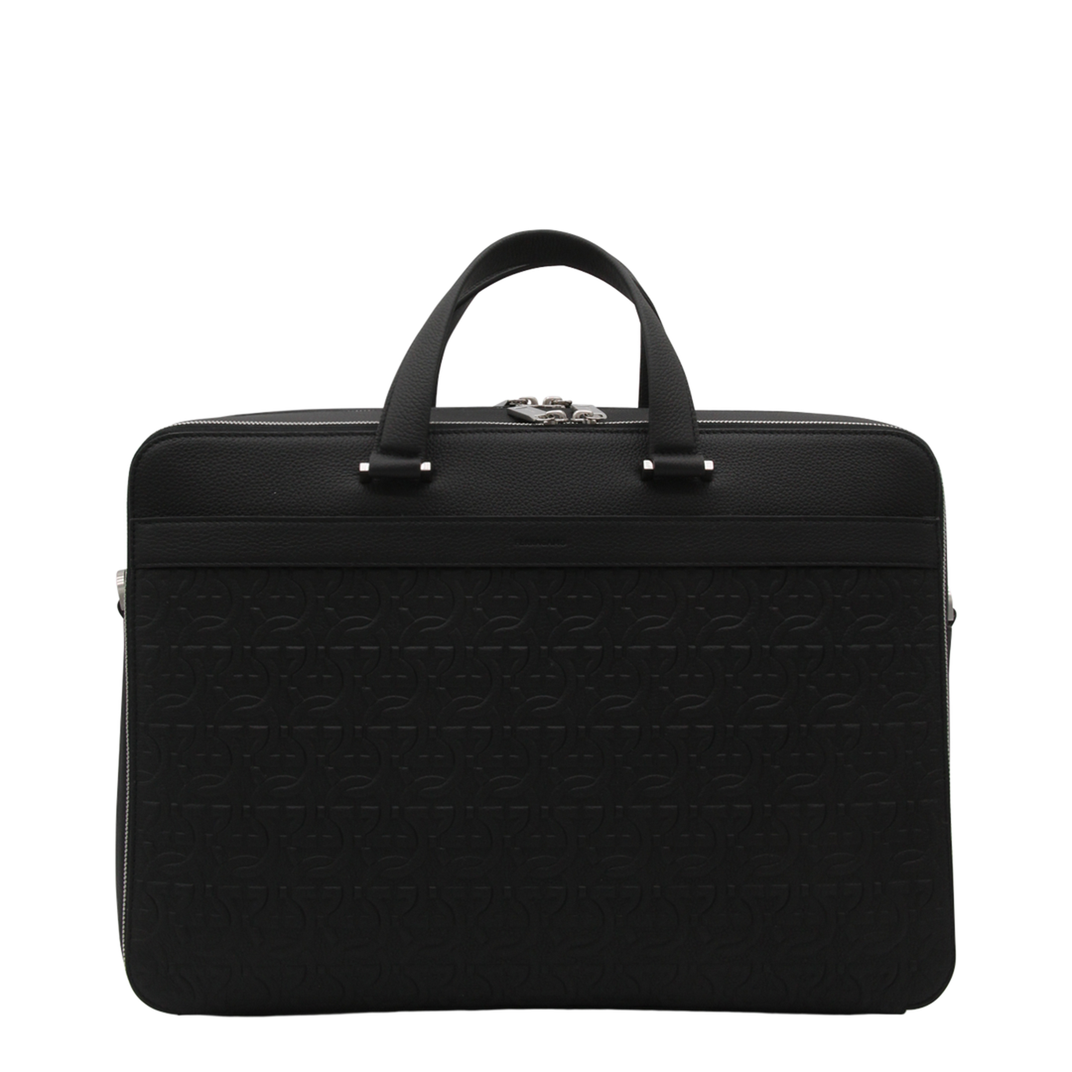 Salvatore Black Leather Business Gancini Top Handle Bag - Image 1