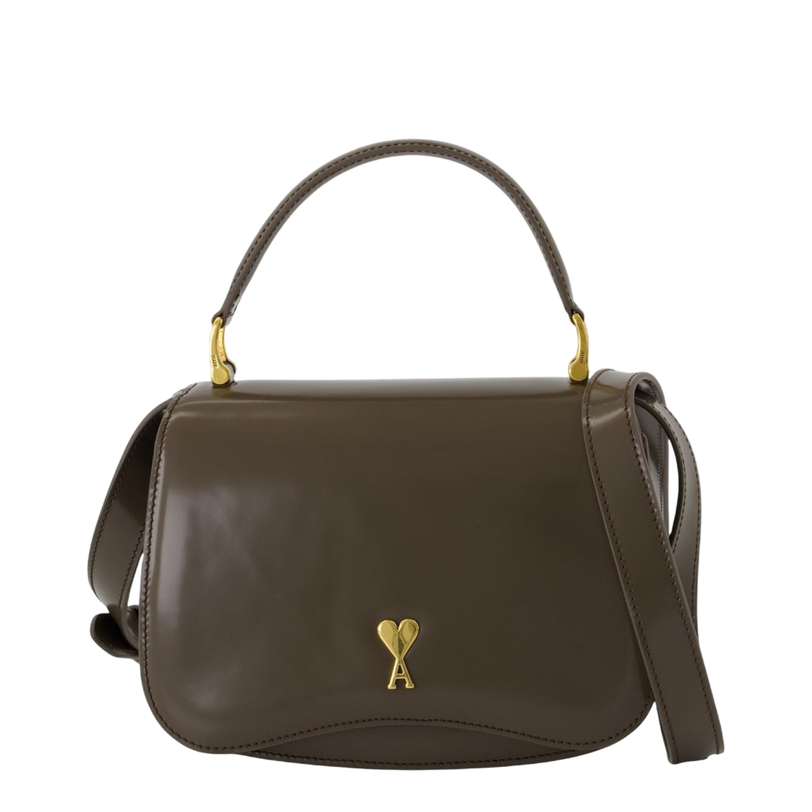 Grey Glazed Leather Top Handle Bag - Image 1