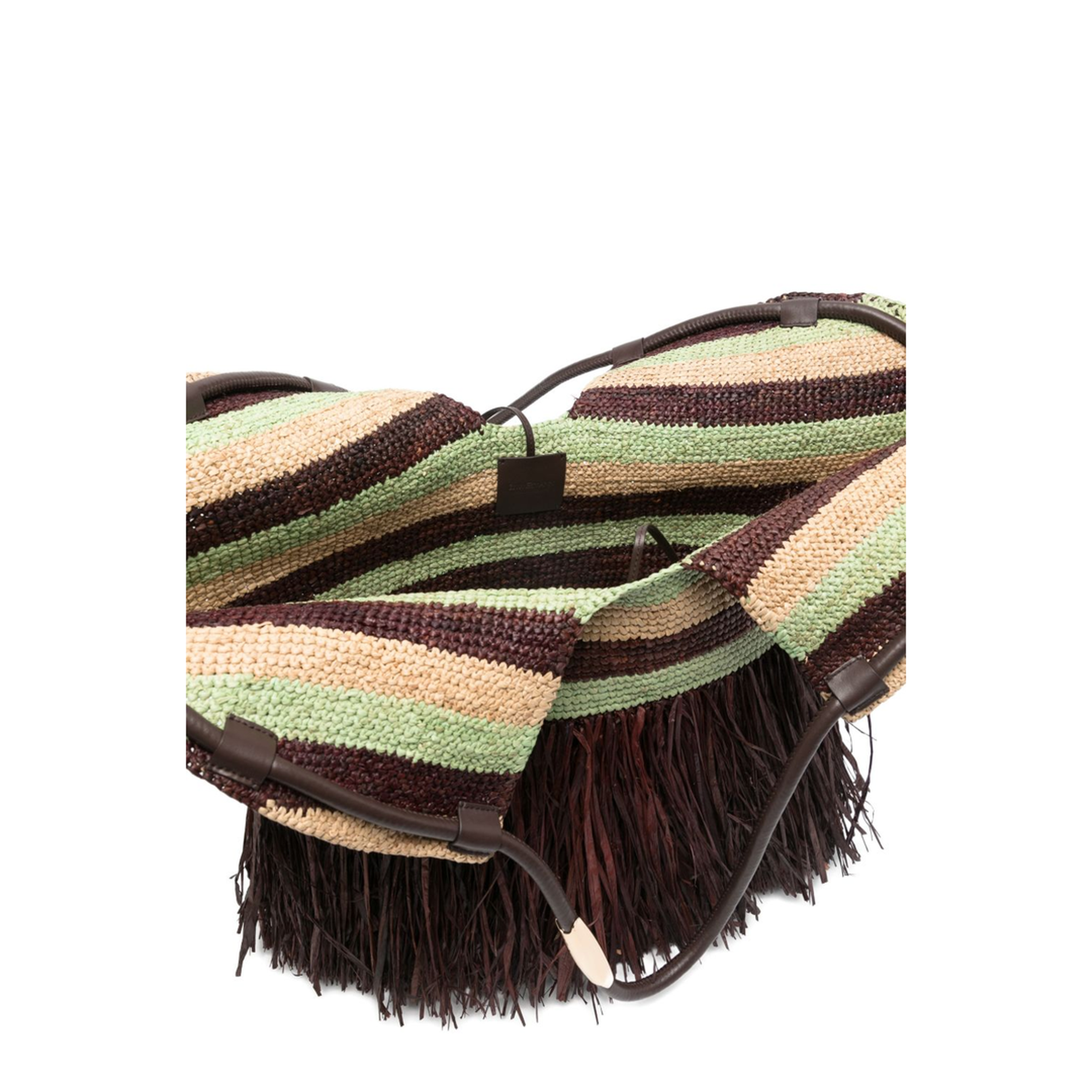 Goldentime Large Raffia Tote - Burgundy Stripe - Image 4
