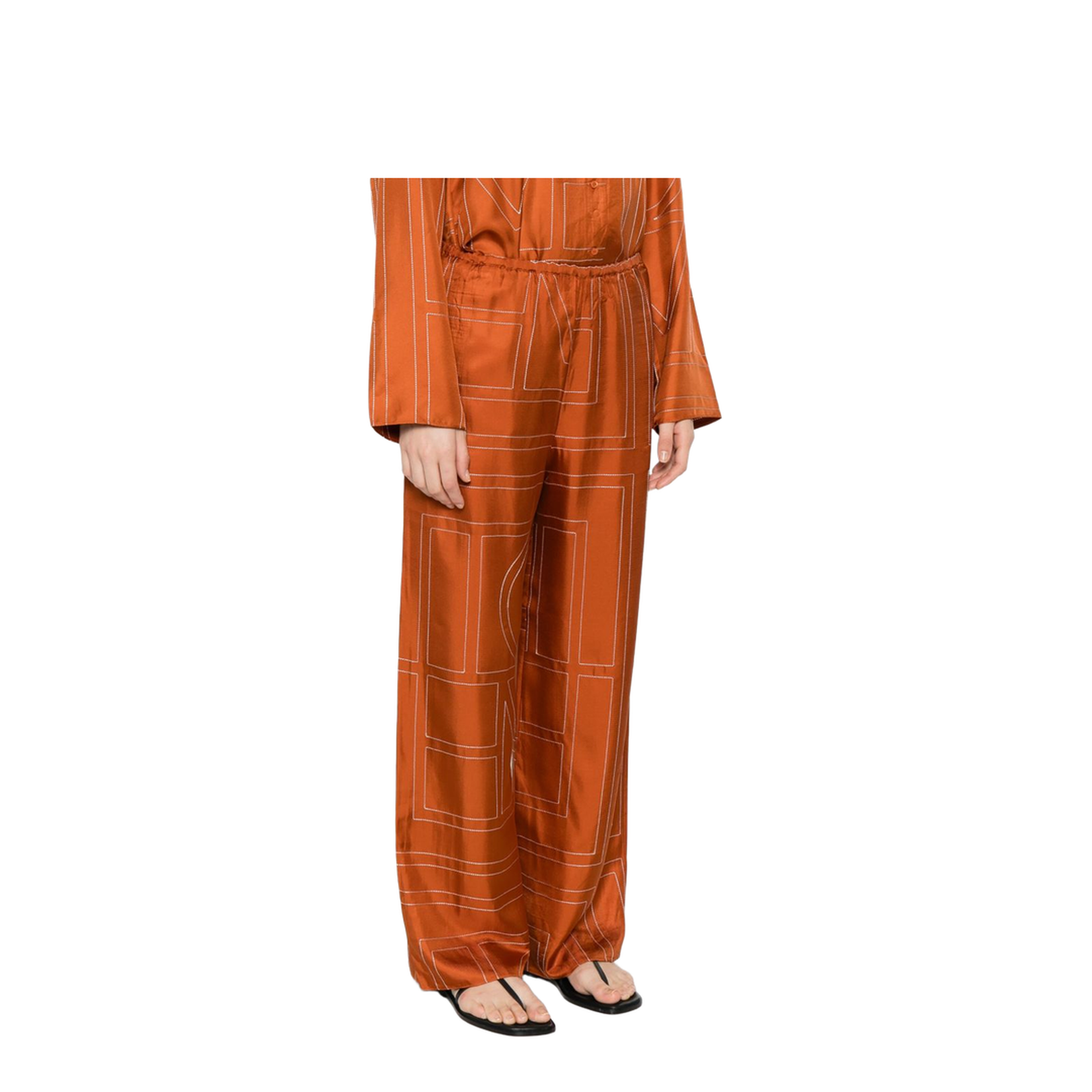 Brown Pants with Wide Leg and All-Over Logo Print - Image 4