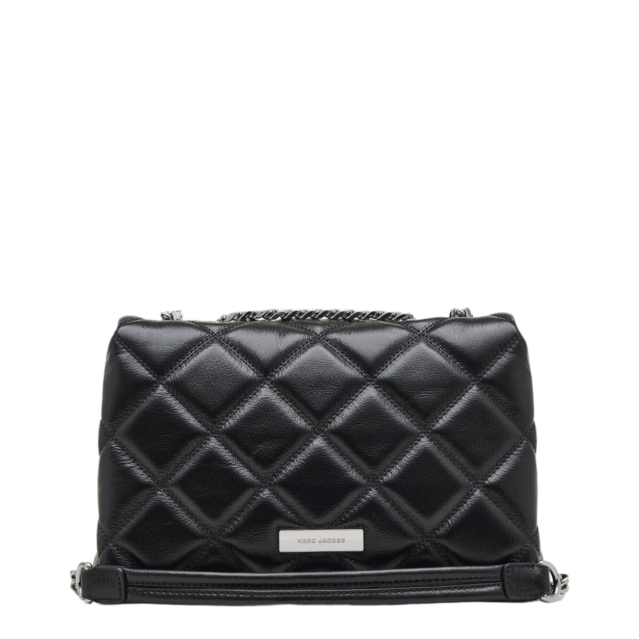 Slim Dual Convertible Leather Shoulder Bag - Black - Image 3