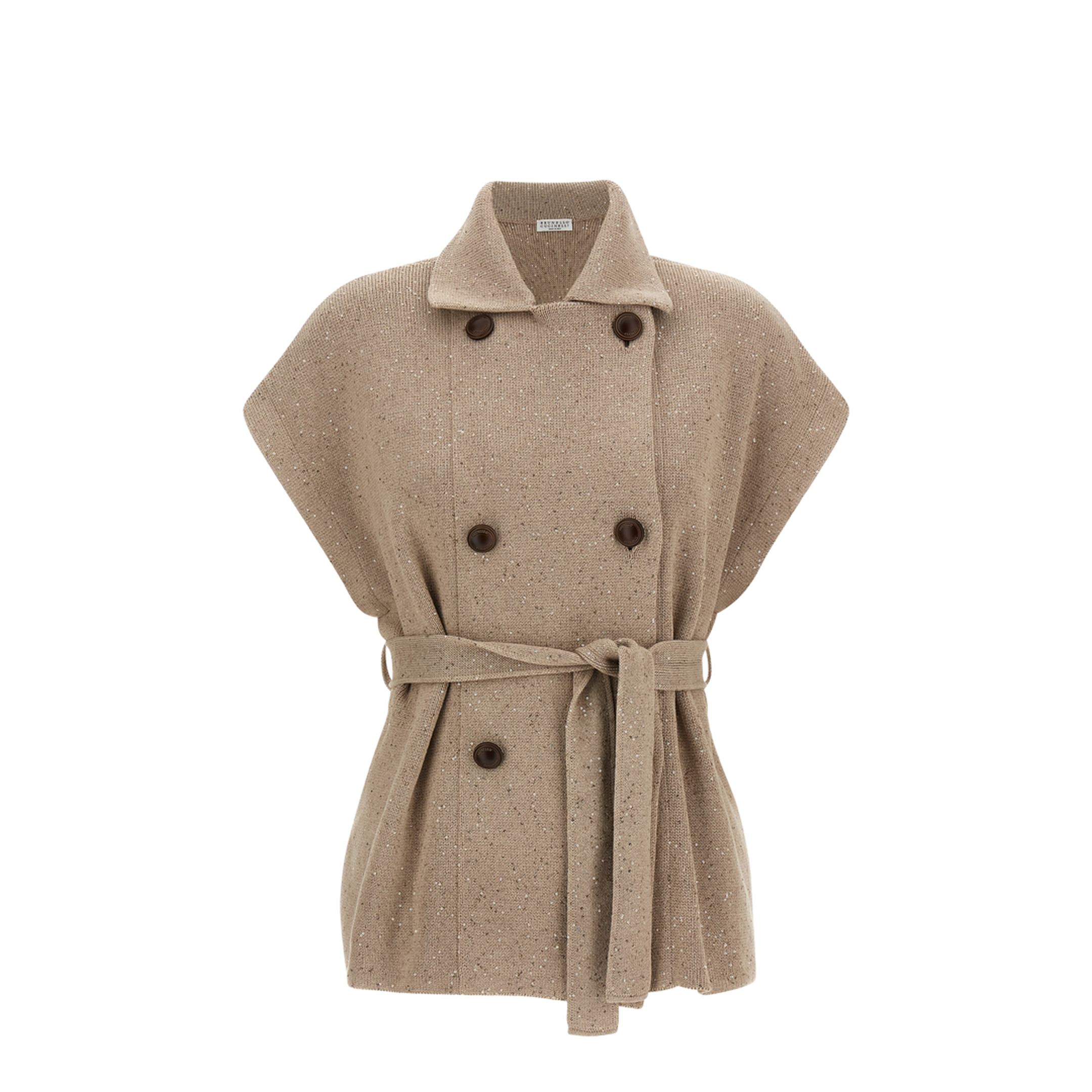 Double-Breasted Cotton Coat - Beige - Image 1
