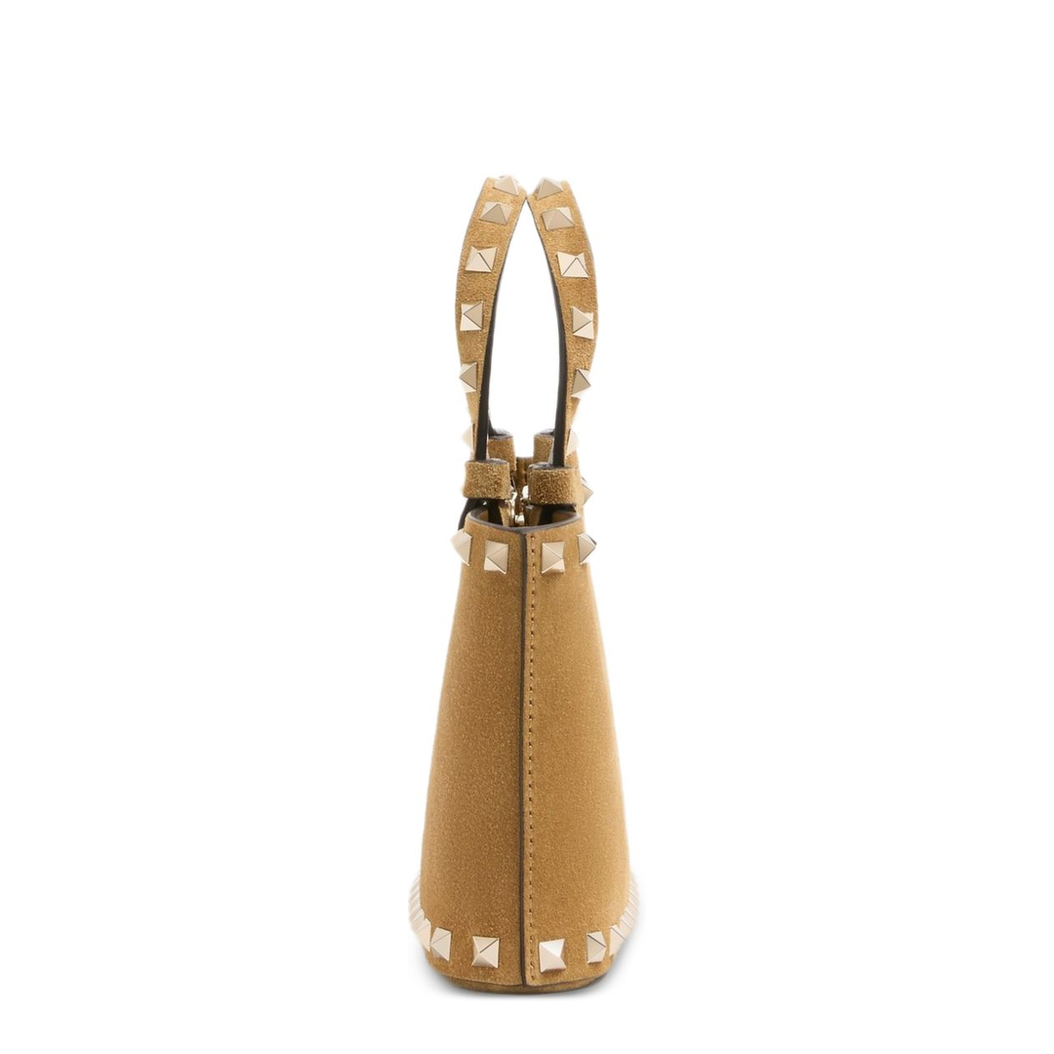 Rockstud Mini Suede Leather Shopping Bag - Warm Brown - Image 5