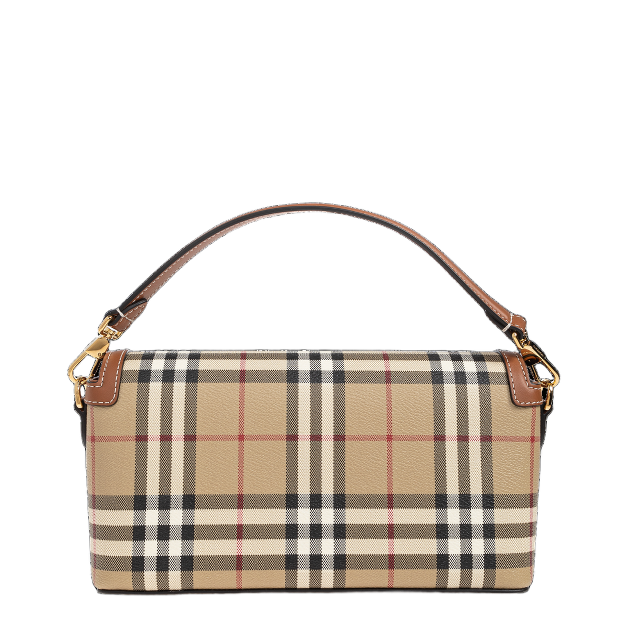 Top Handle Note Bag Small Coated Canvas Bag - Archive Beige/Briar Brown - Image 3