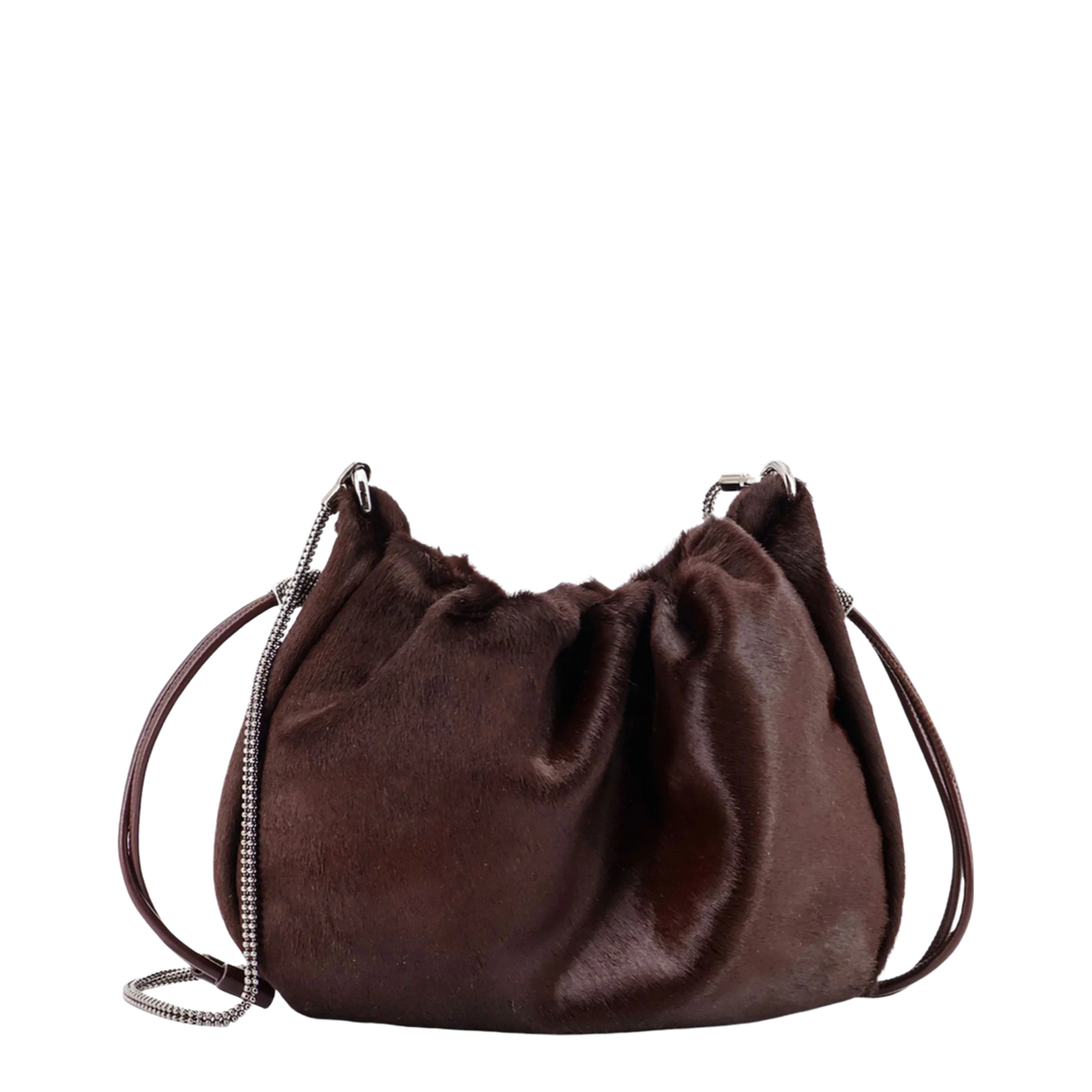 Chain Shoulder Bag with Drawstring Closure and Internal Pocket - Image 1